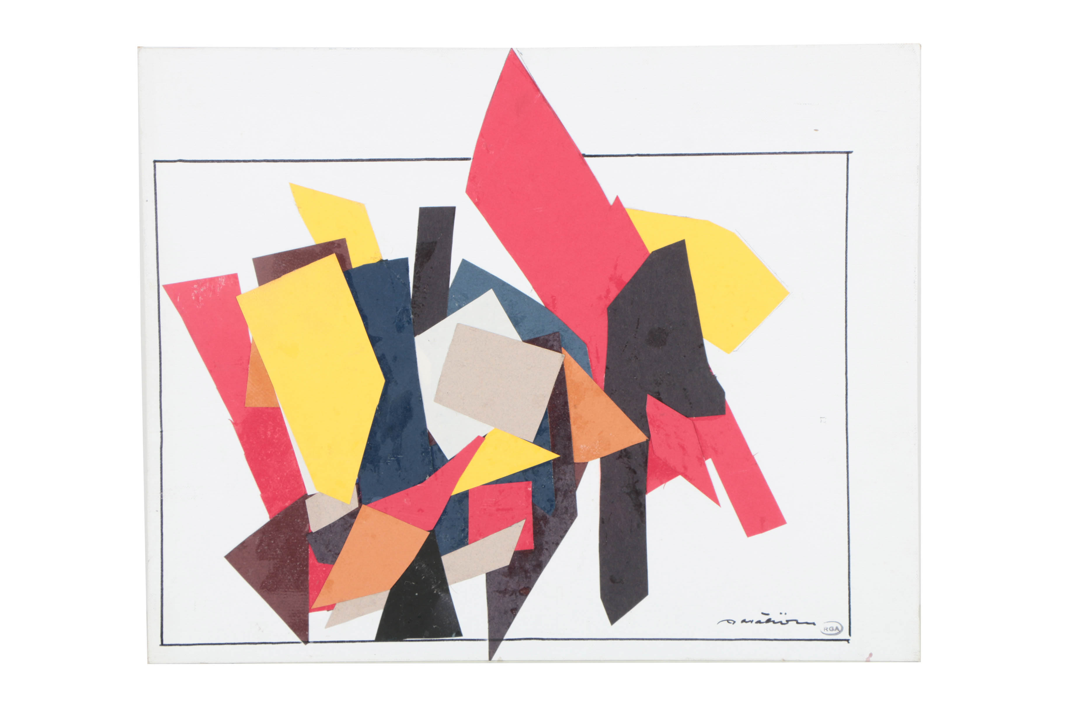 Assortment of Ronald Ahlström Mix Media Collage on Board