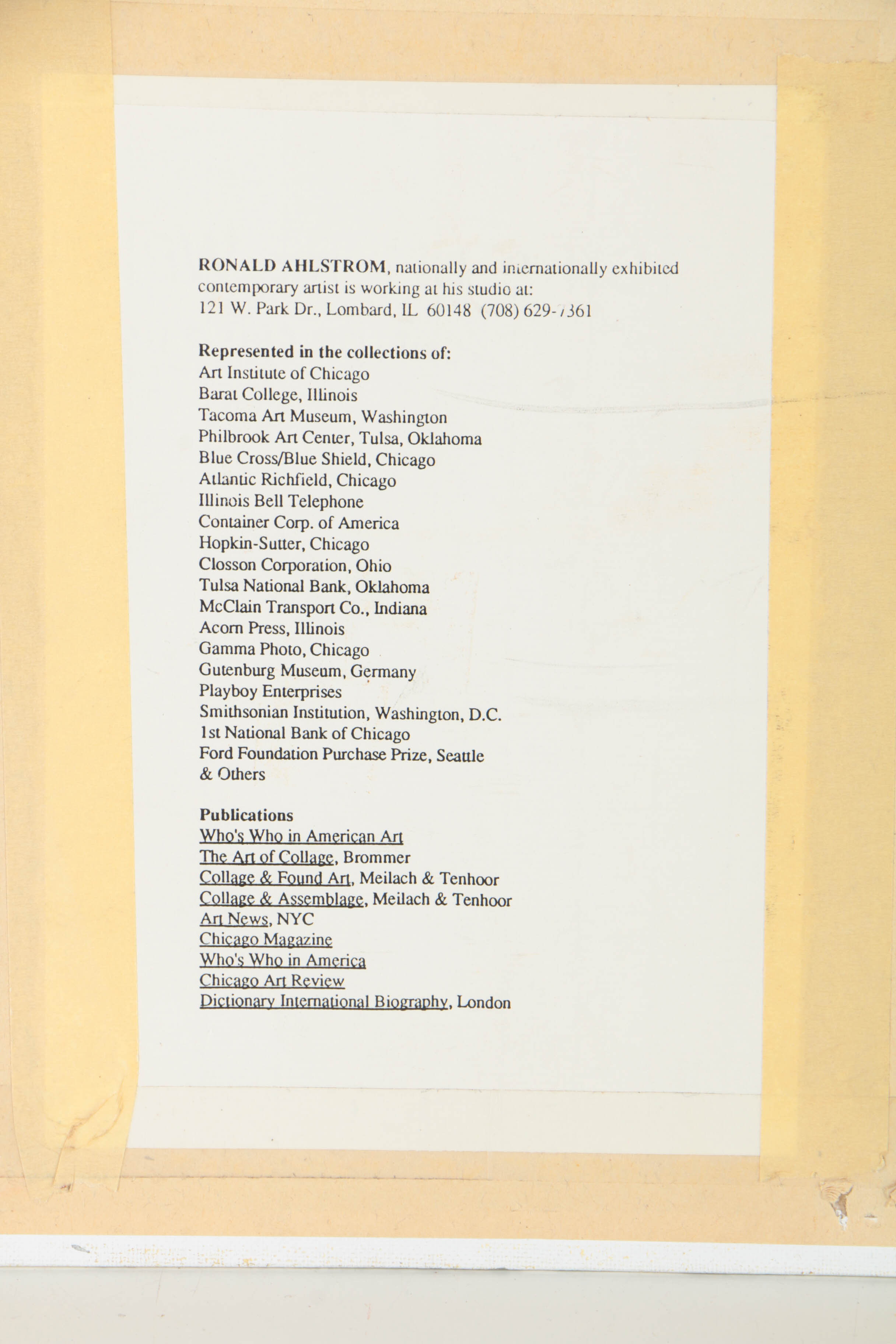 Collection of Ronald Ahlström Mix Media Collage on Board