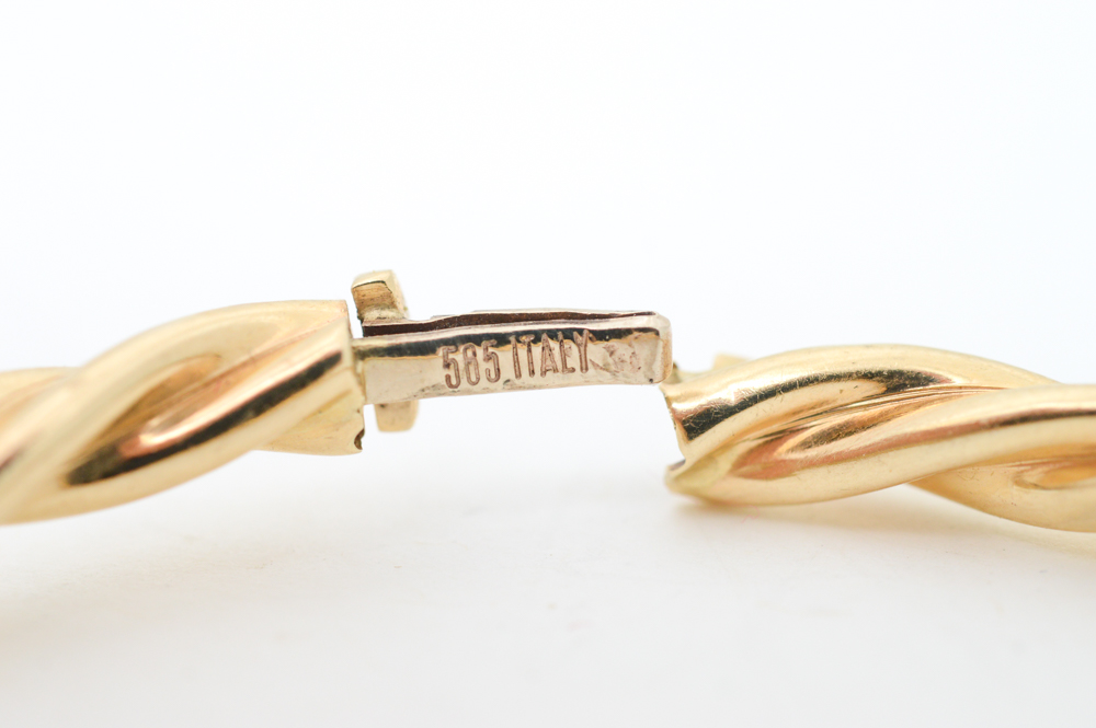 14K Yellow Gold Electroform Bracelet