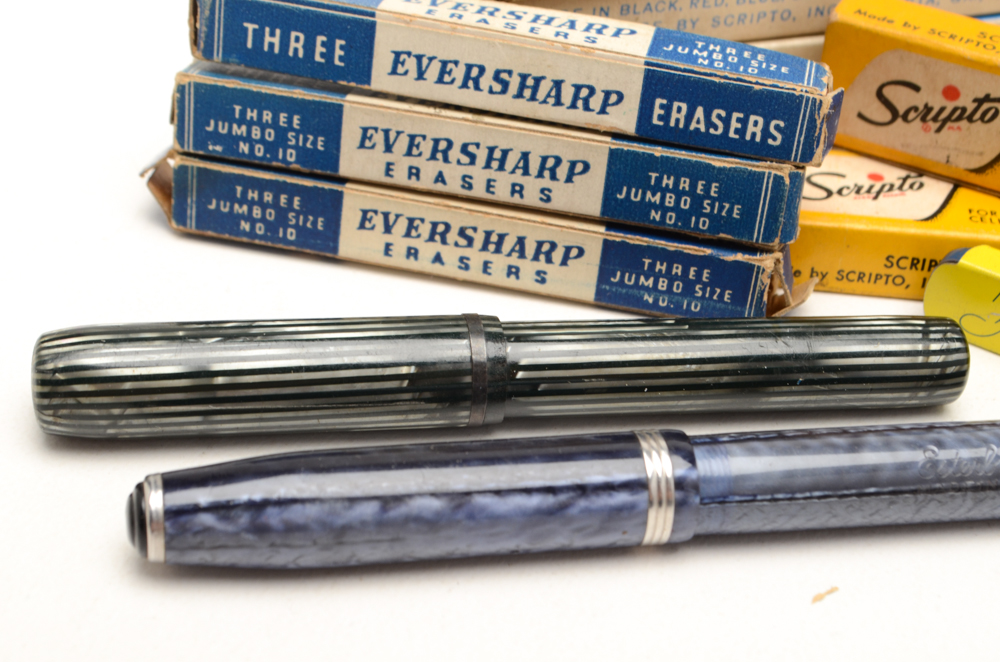 Two Fountain Pens with Writing Supplies