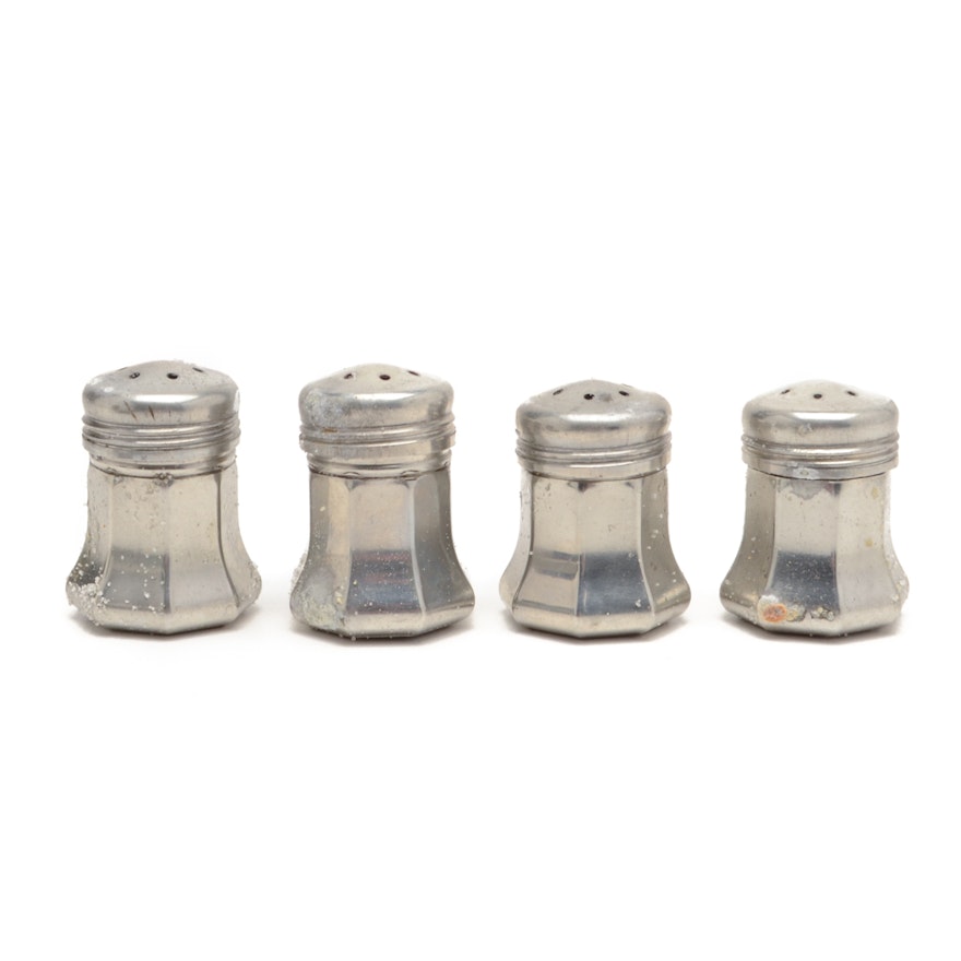 Four Single Pewter Salts