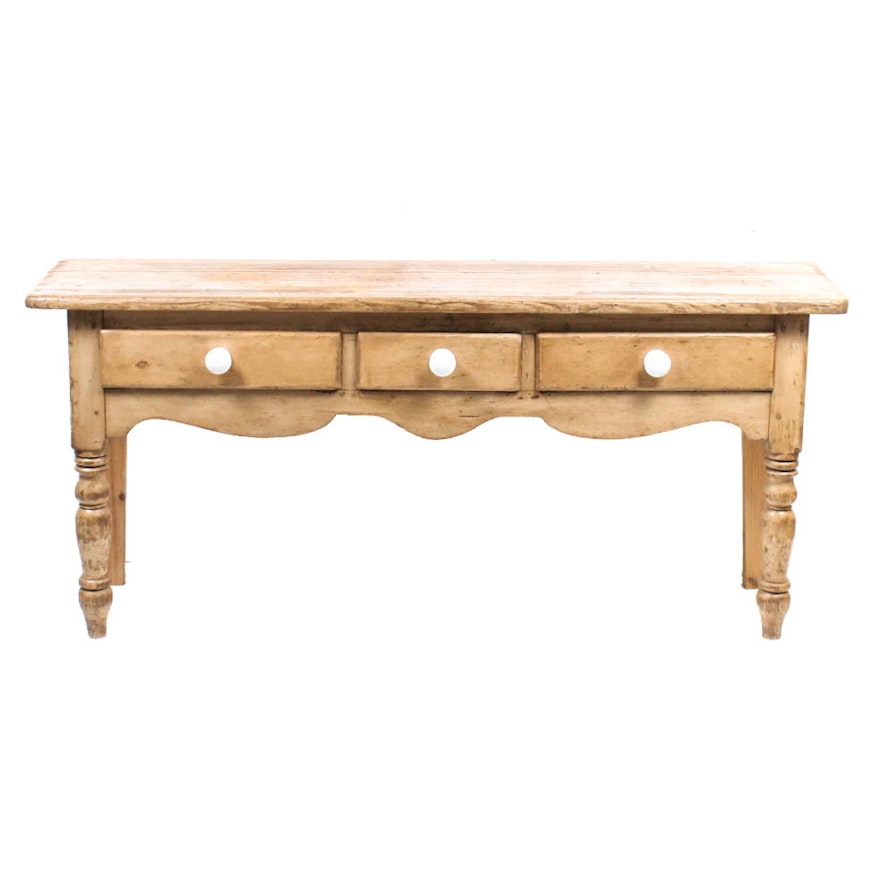 Rustic Antiqued Scrubbed Pine Console Table