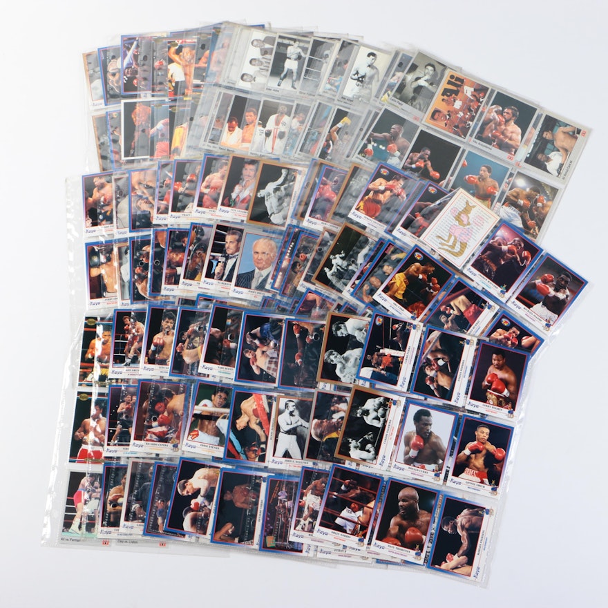 Large Collection of 1990s Boxing Trading Cards with Six Autographs