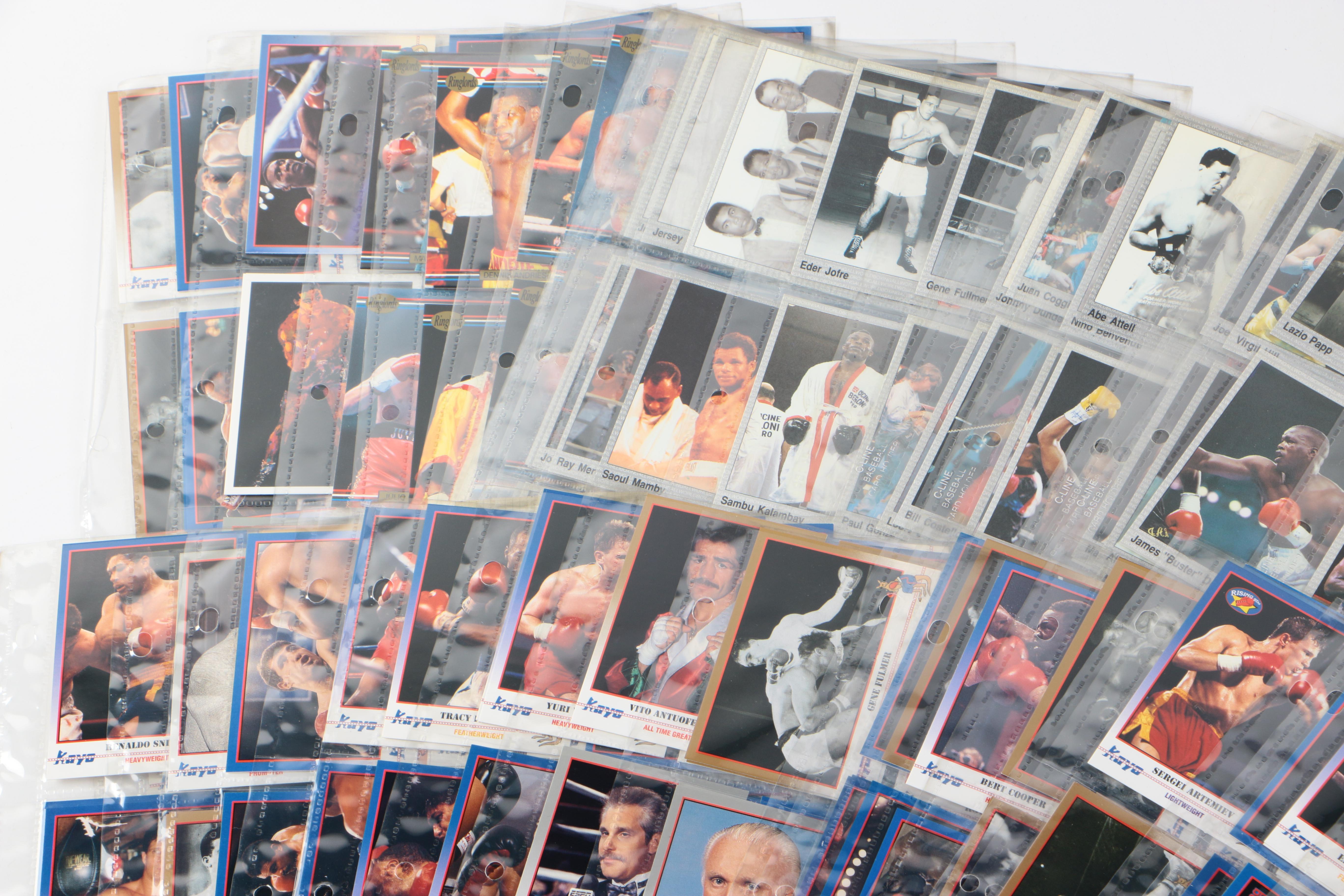 Large Collection of 1990s Boxing Trading Cards with Six Autographs