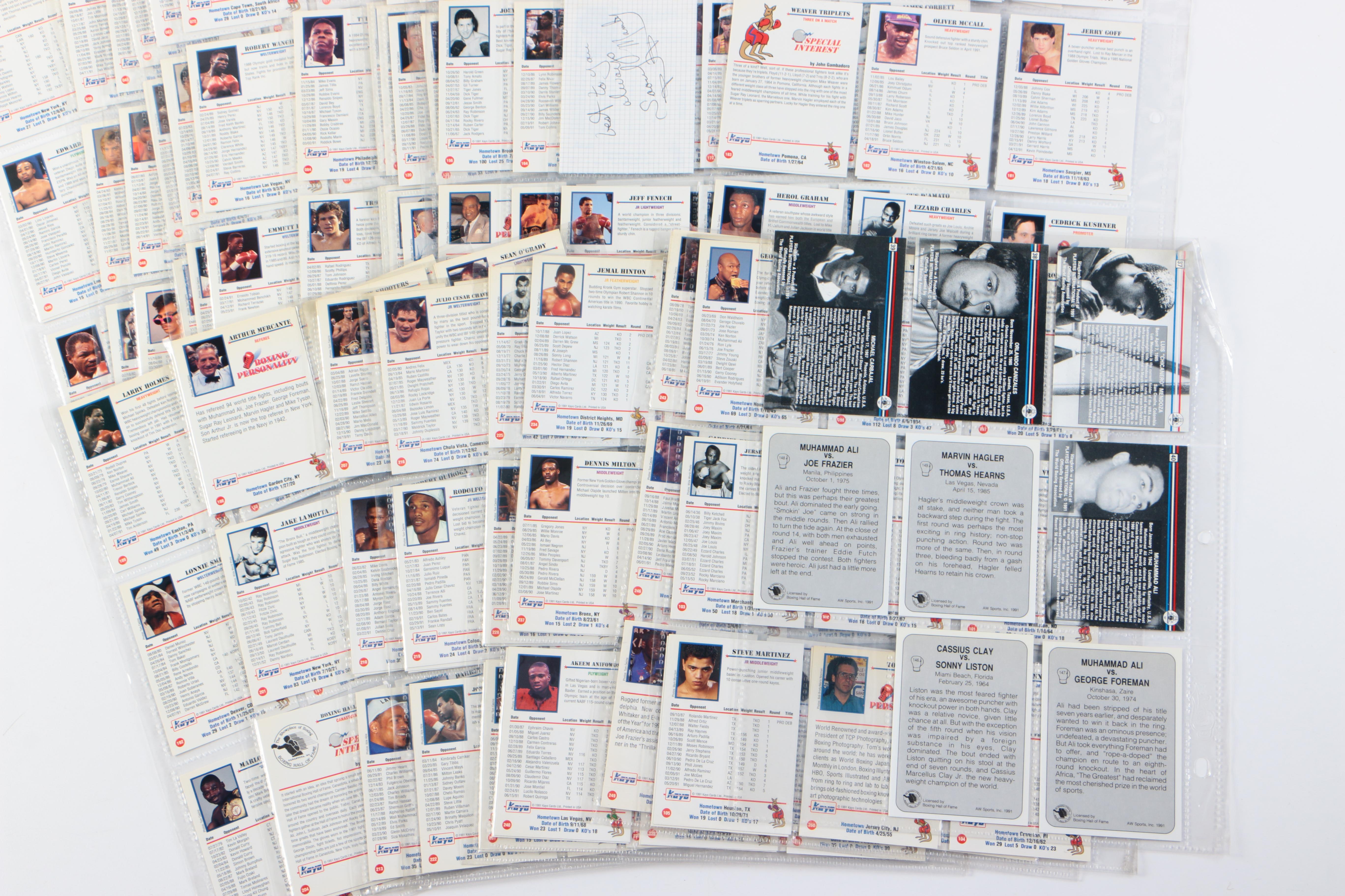 Large Collection of 1990s Boxing Trading Cards with Six Autographs