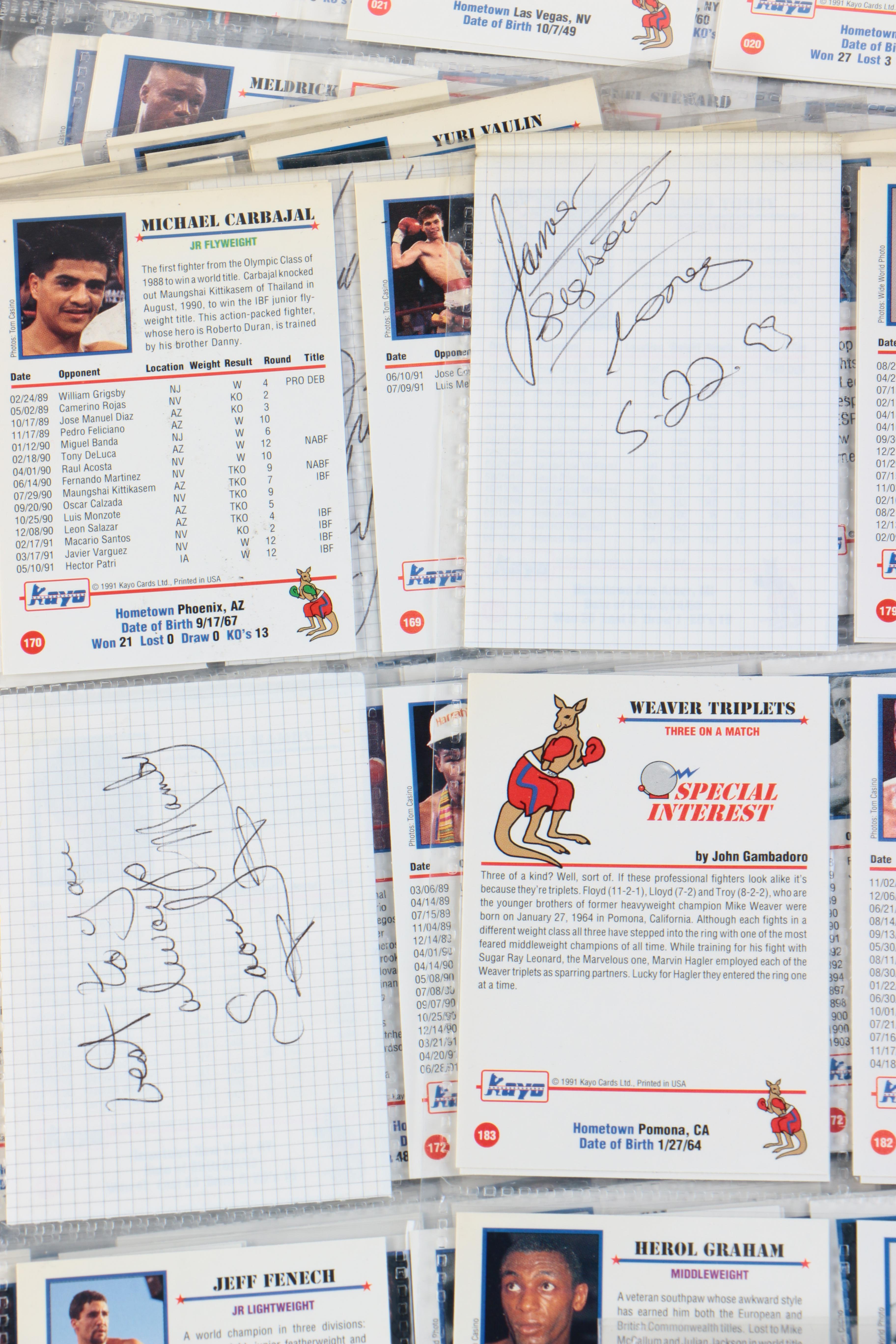 Large Collection of 1990s Boxing Trading Cards with Six Autographs