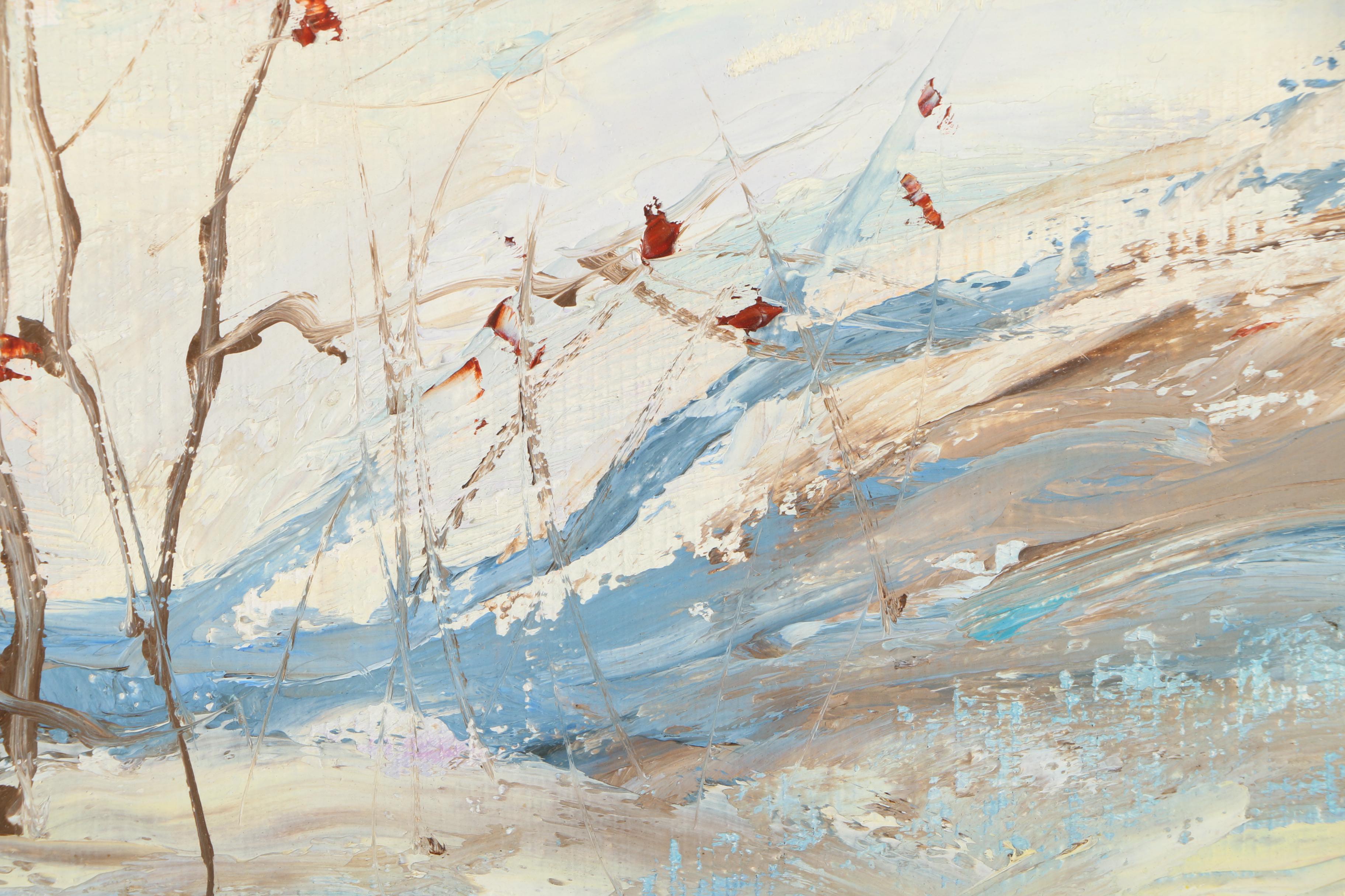 Oil Painting on Board of Winter Landscape