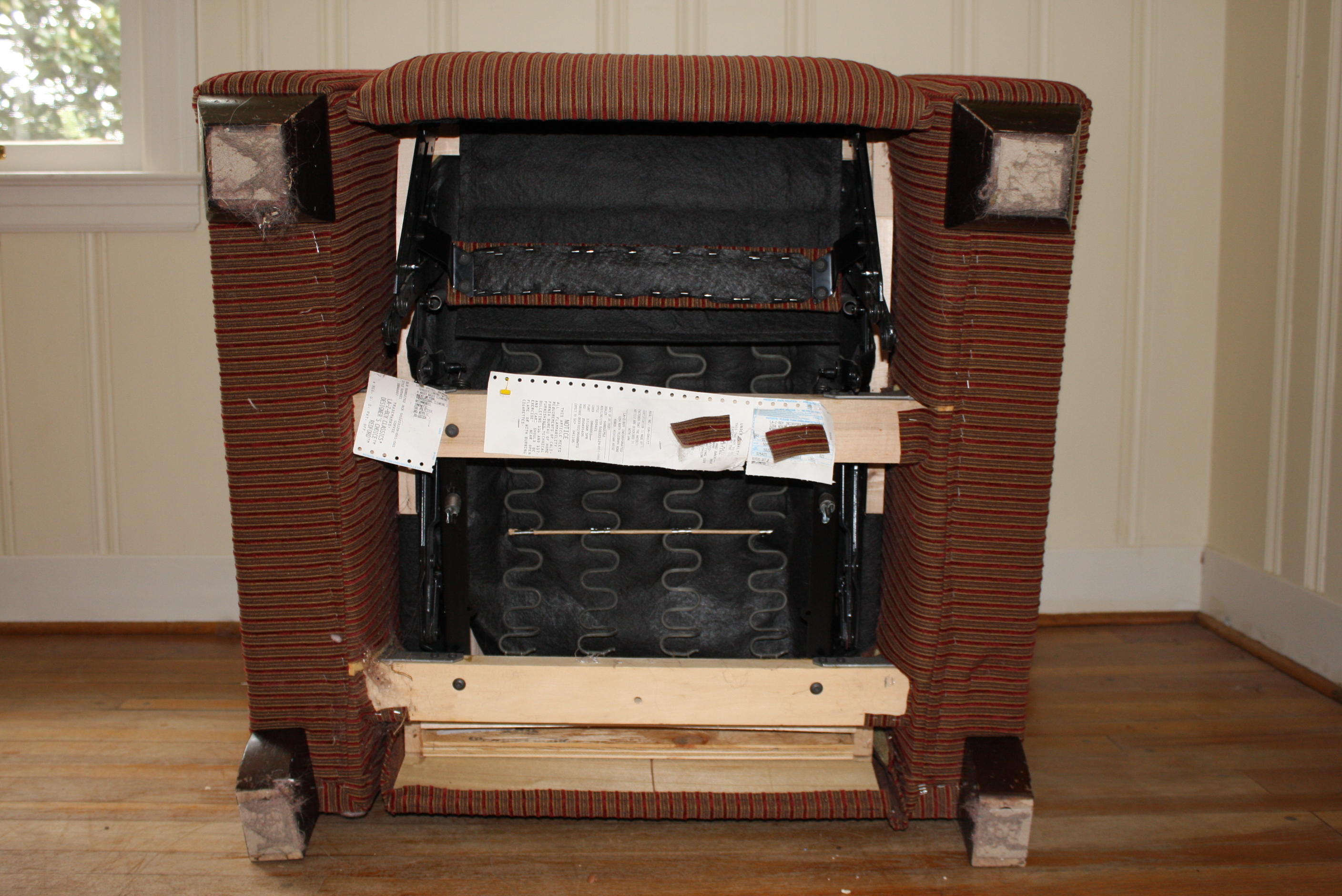 Red Striped Club Chair Recliner by La-Z-Boy