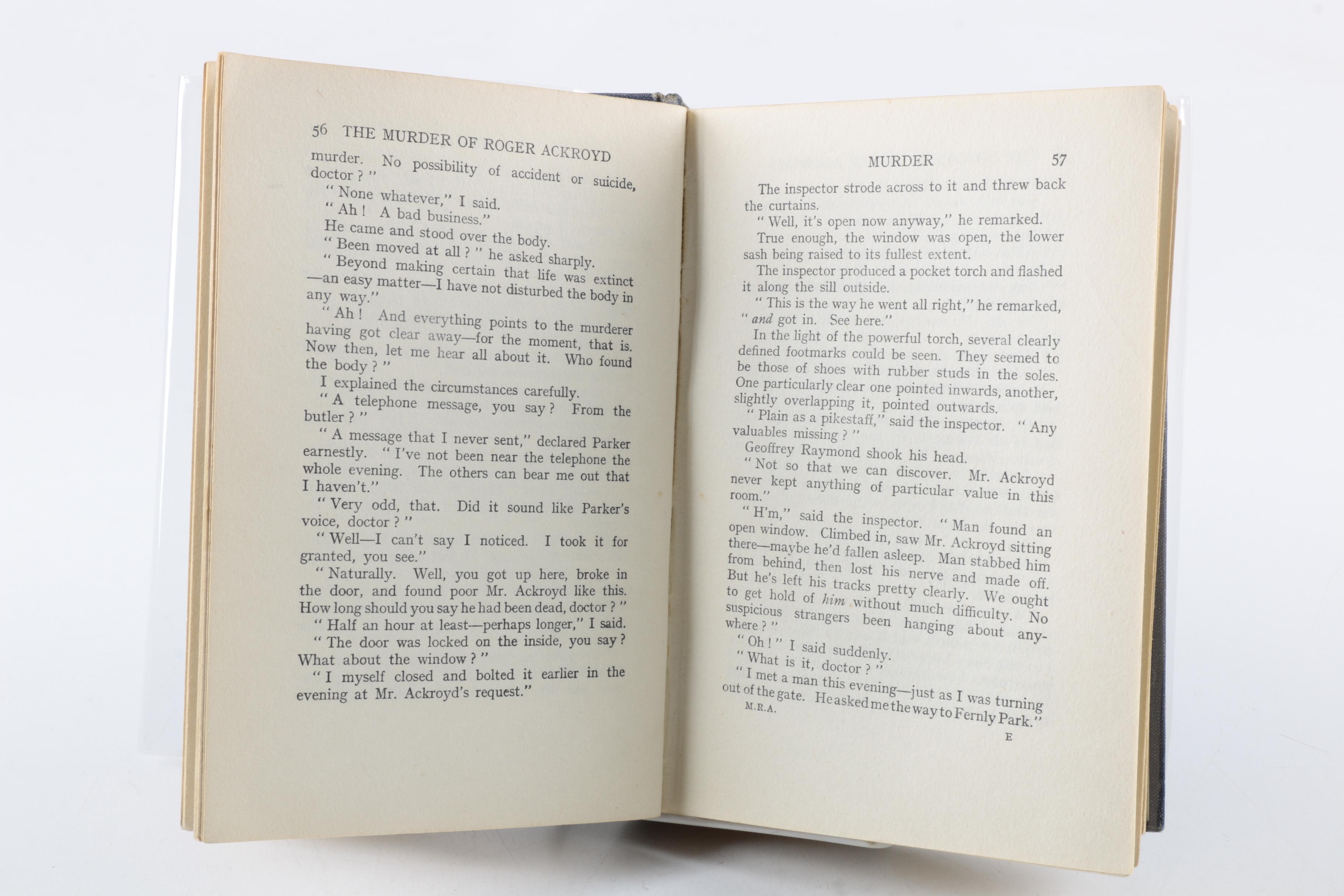 1926 First Edition "The Murder of Roger Ackroyd" by Agatha Christie