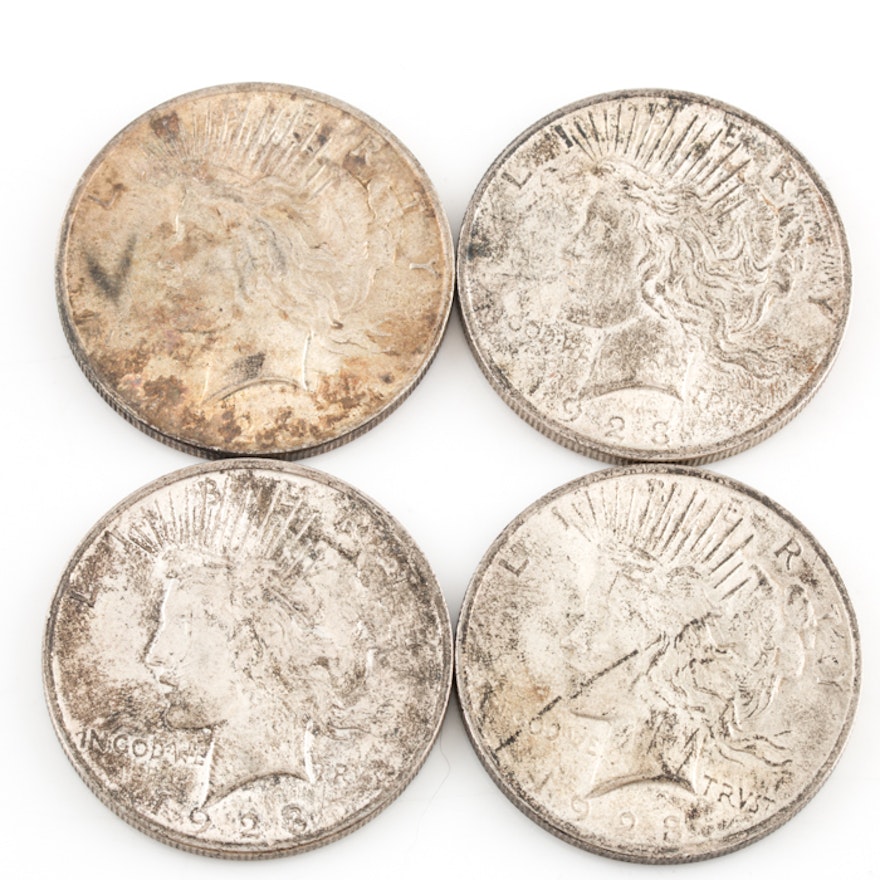Collection of four 1923 Silver Peace Dollars