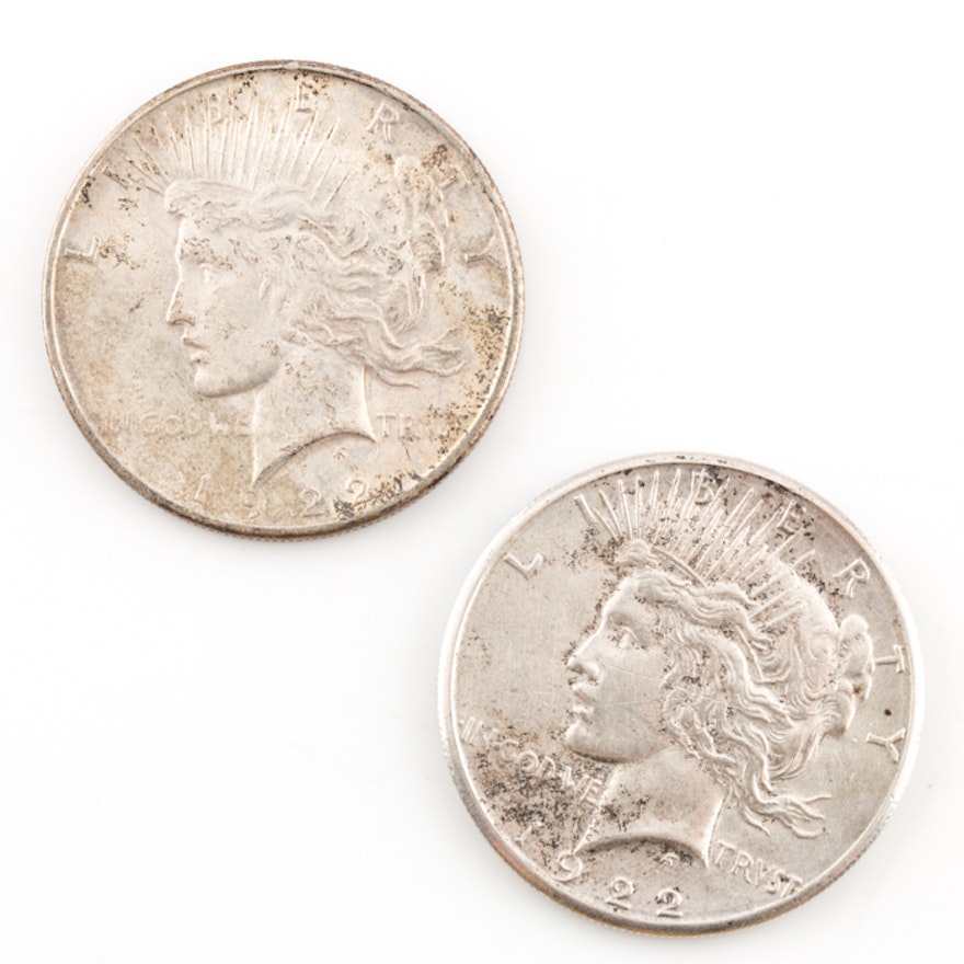 Pair of 1922 Peace Dollars