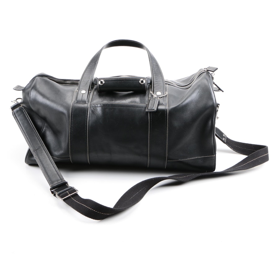 Coach Black Leather Duffel Bag