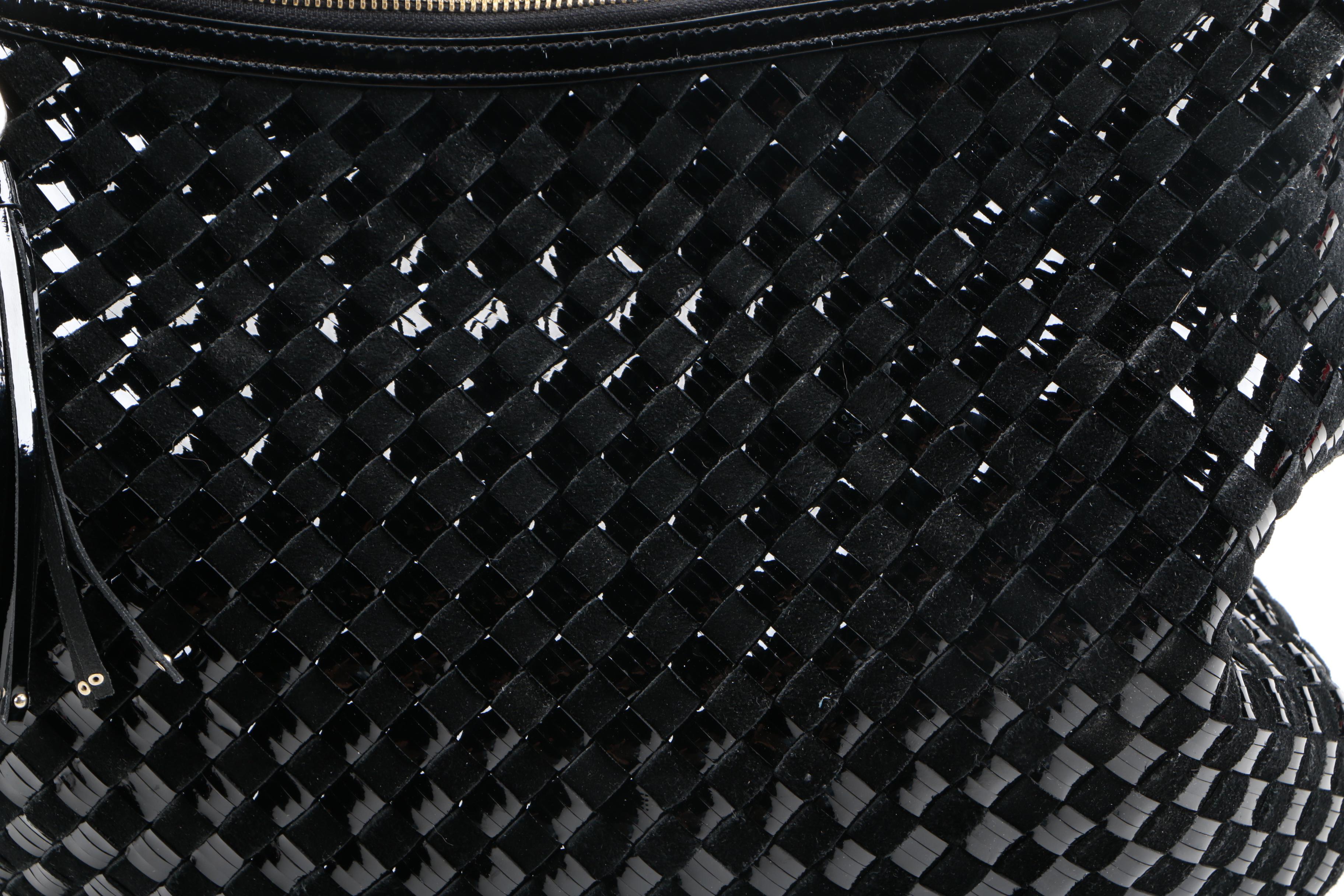 Cole Haan Patent Leather and Suede Woven Handbag