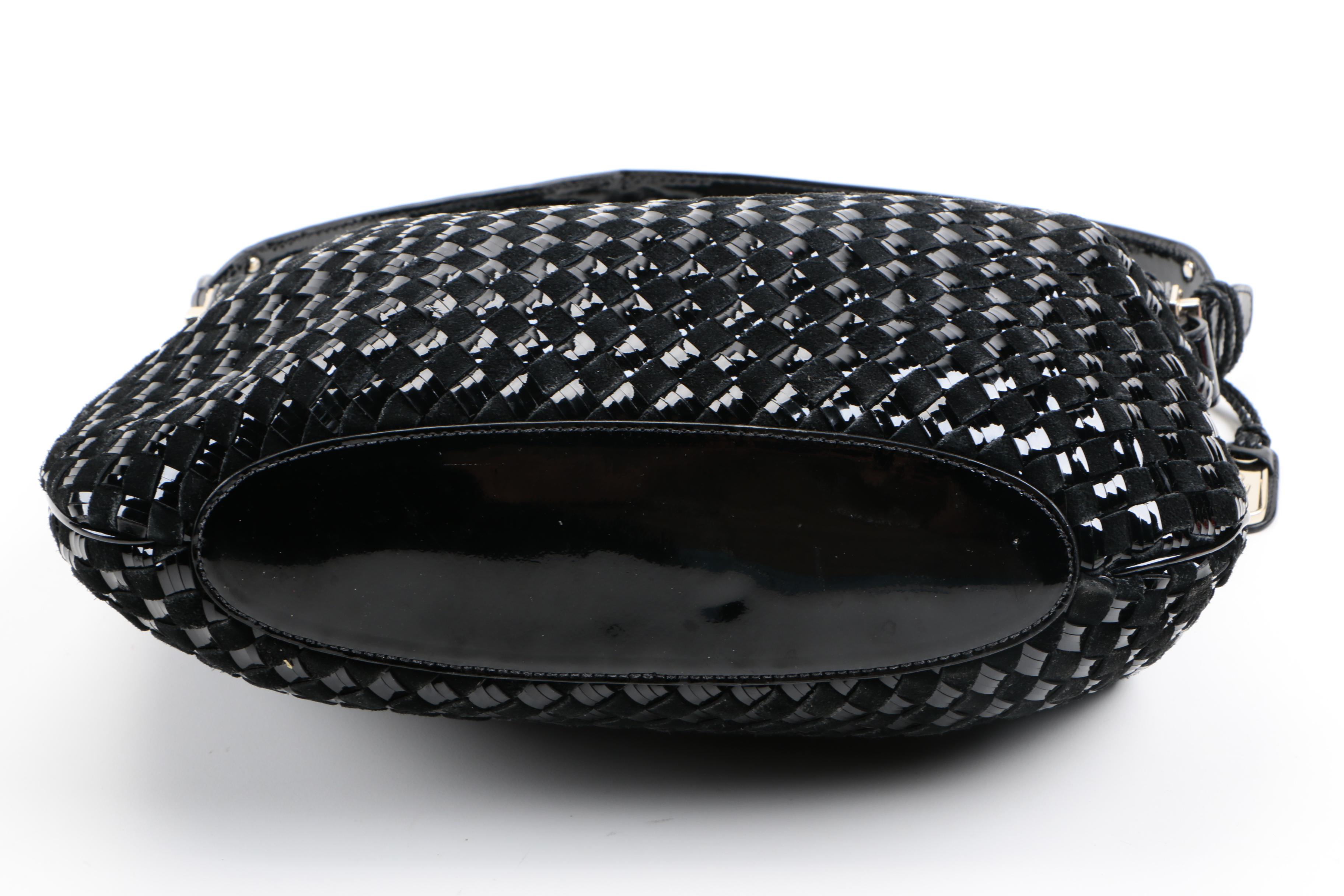 Cole Haan Patent Leather and Suede Woven Handbag