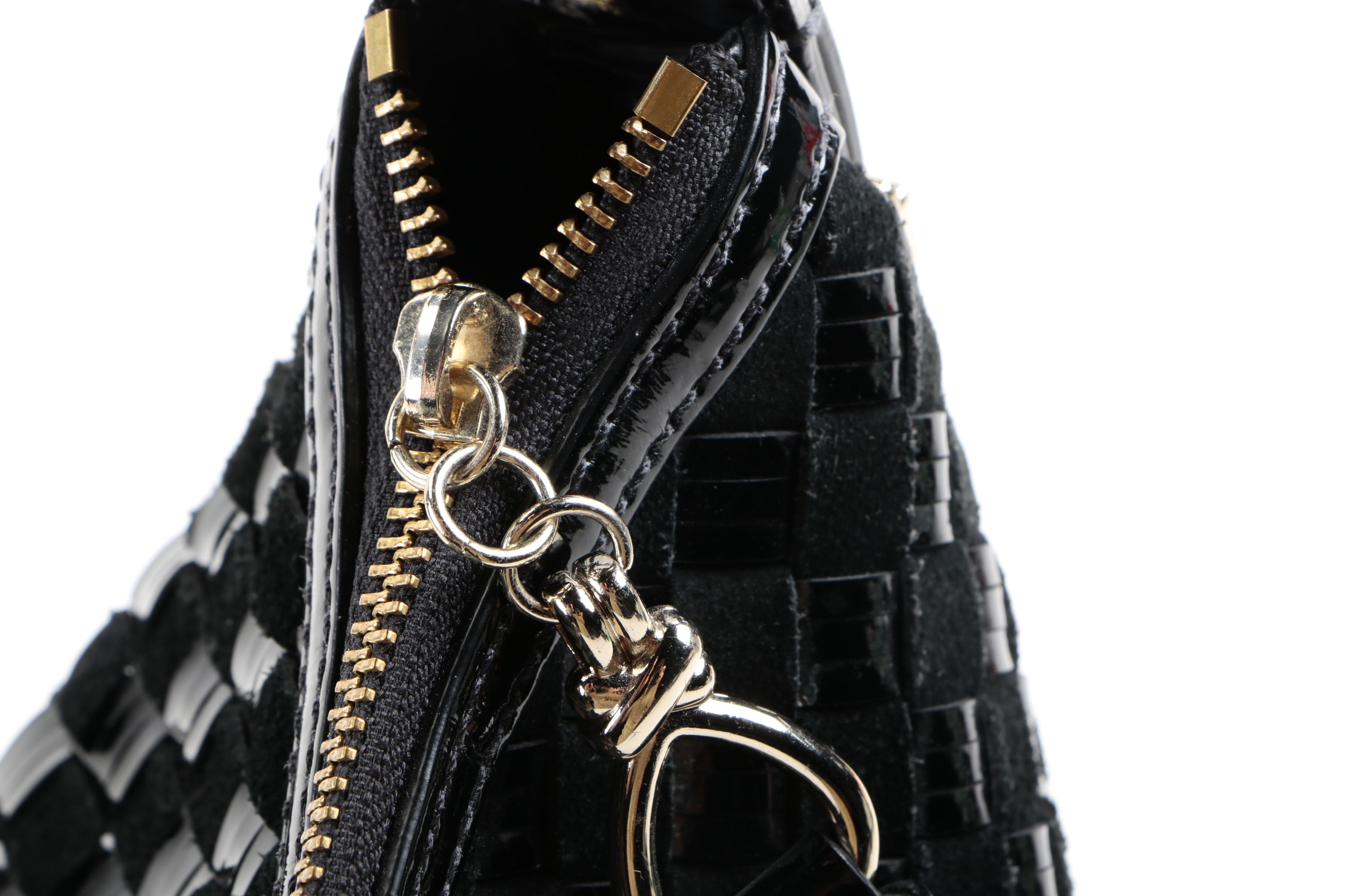 Cole Haan Patent Leather and Suede Woven Handbag