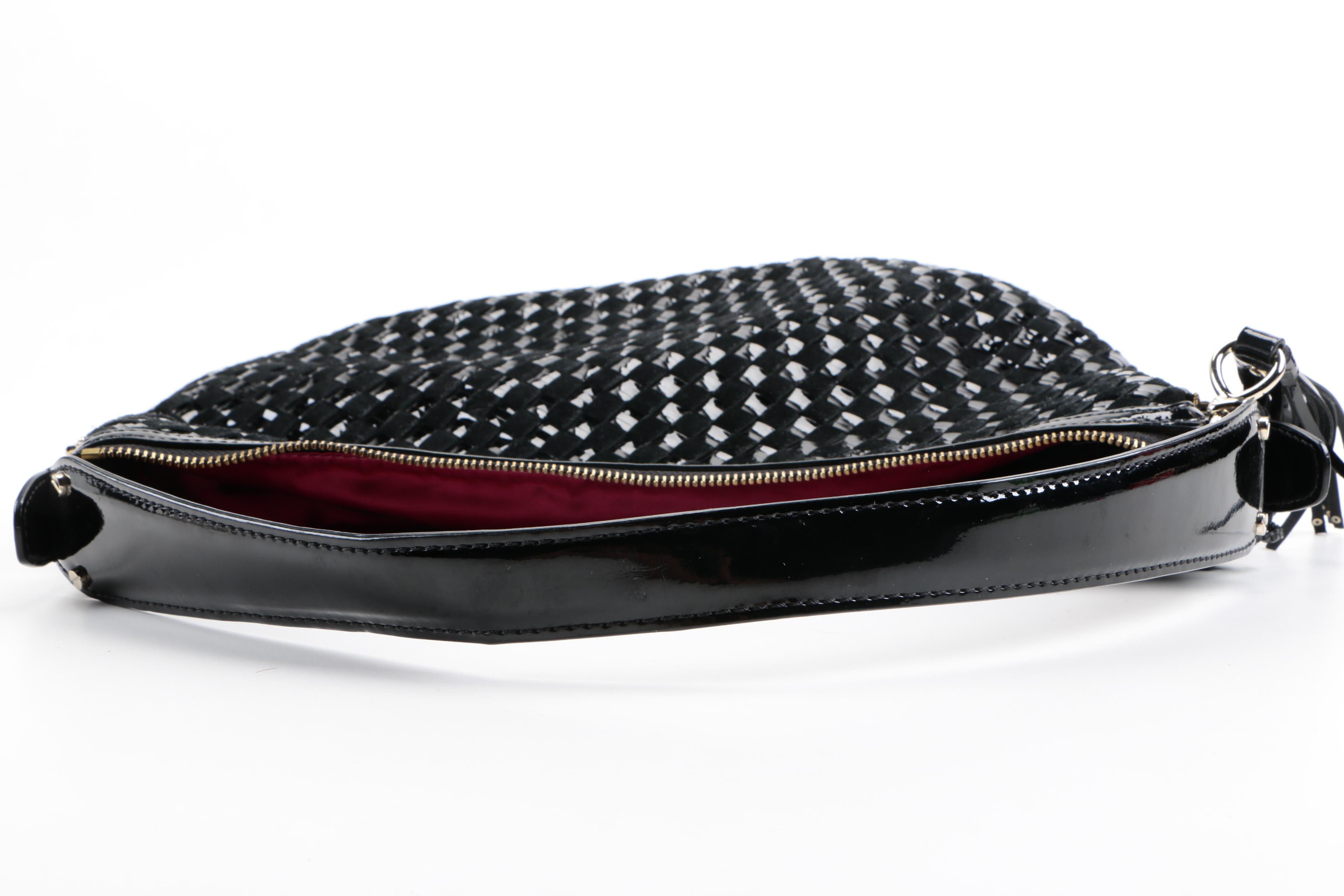 Cole Haan Patent Leather and Suede Woven Handbag