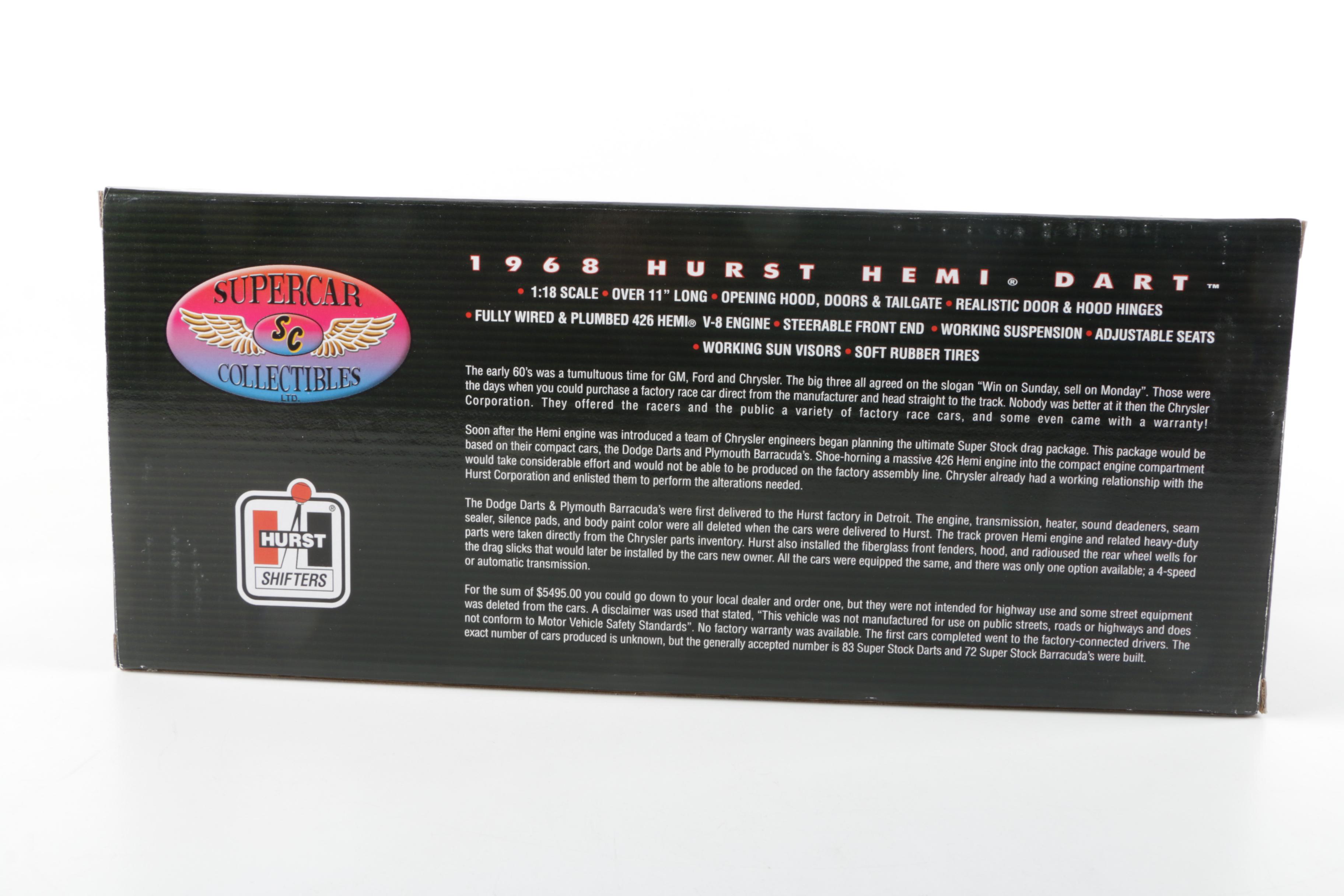 Two Supercar 1968 Hurst Shifters Hemi Die Cast Cars