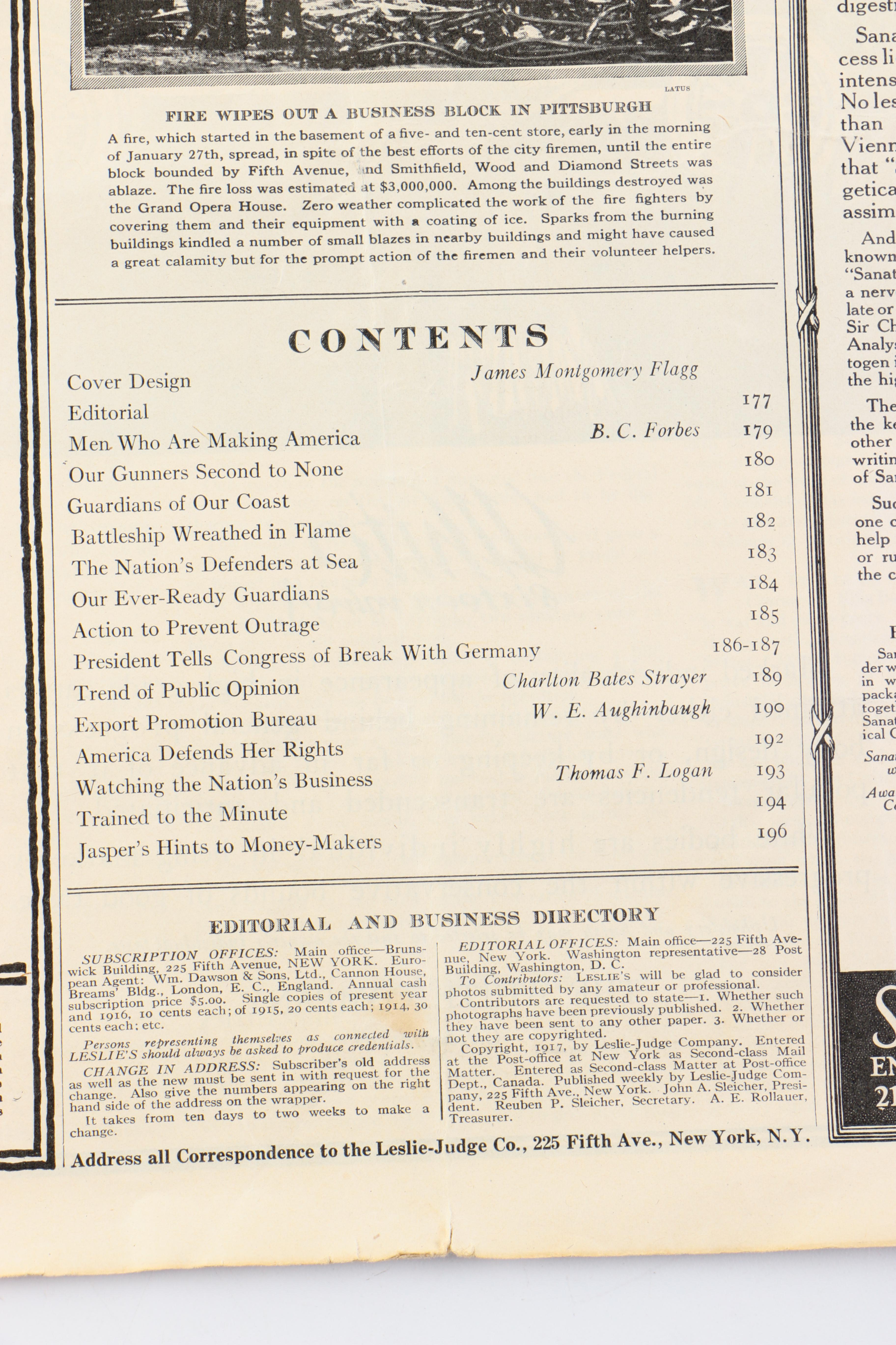 1917 "Leslie's Illustrated Weekly Newspaper"