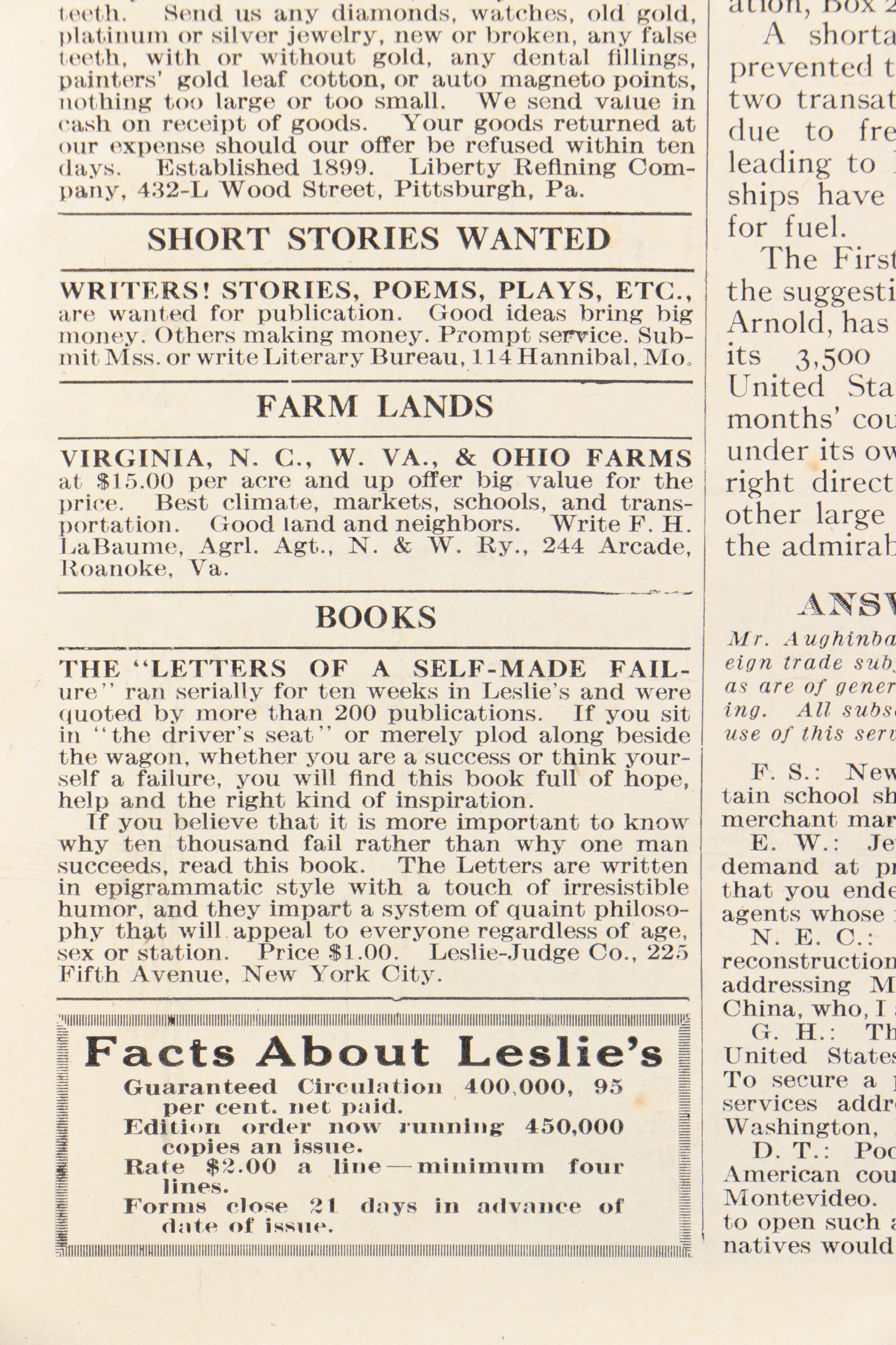 1917 "Leslie's Illustrated Weekly Newspaper"