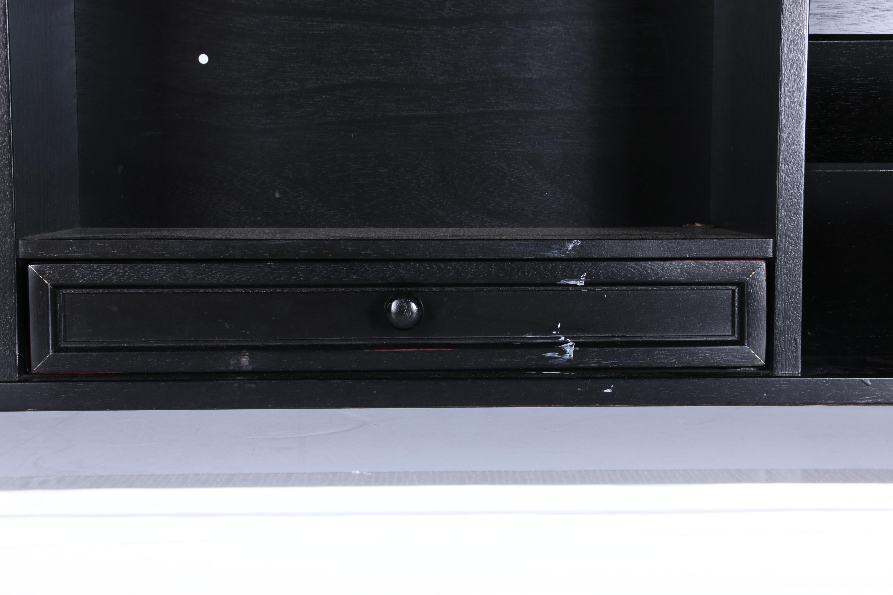 Black Wooden Desk Hutch Organizer