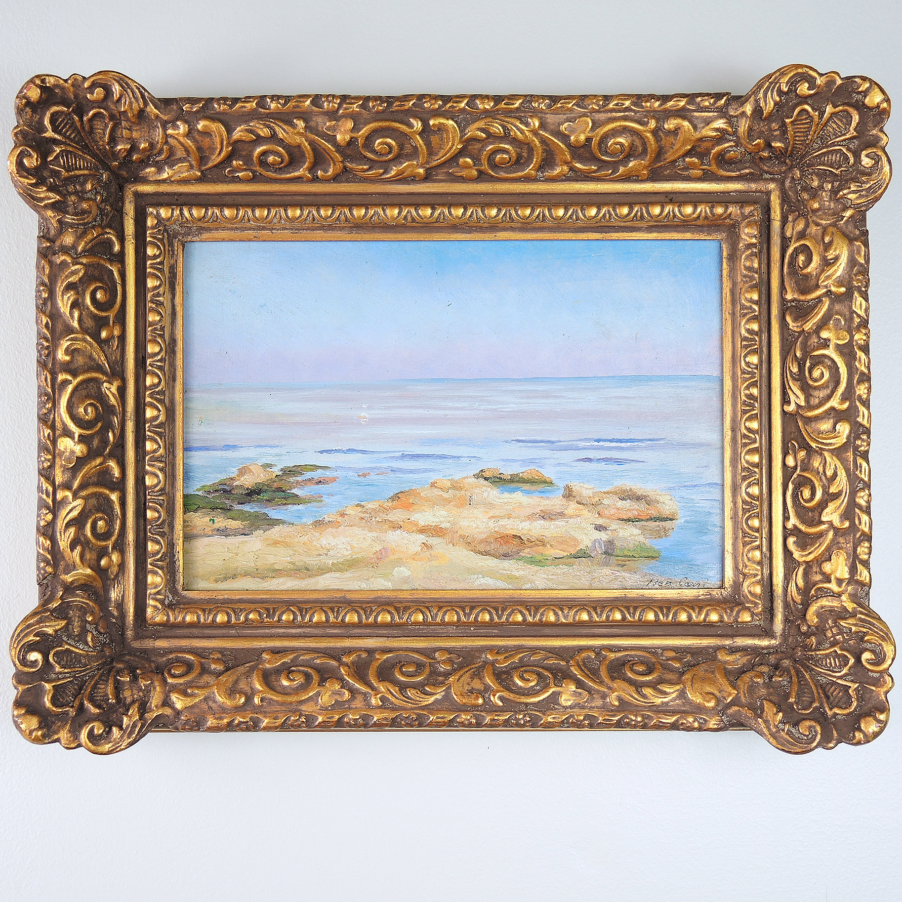 Ben Carré Antique Original Oil on Board "High Tide"