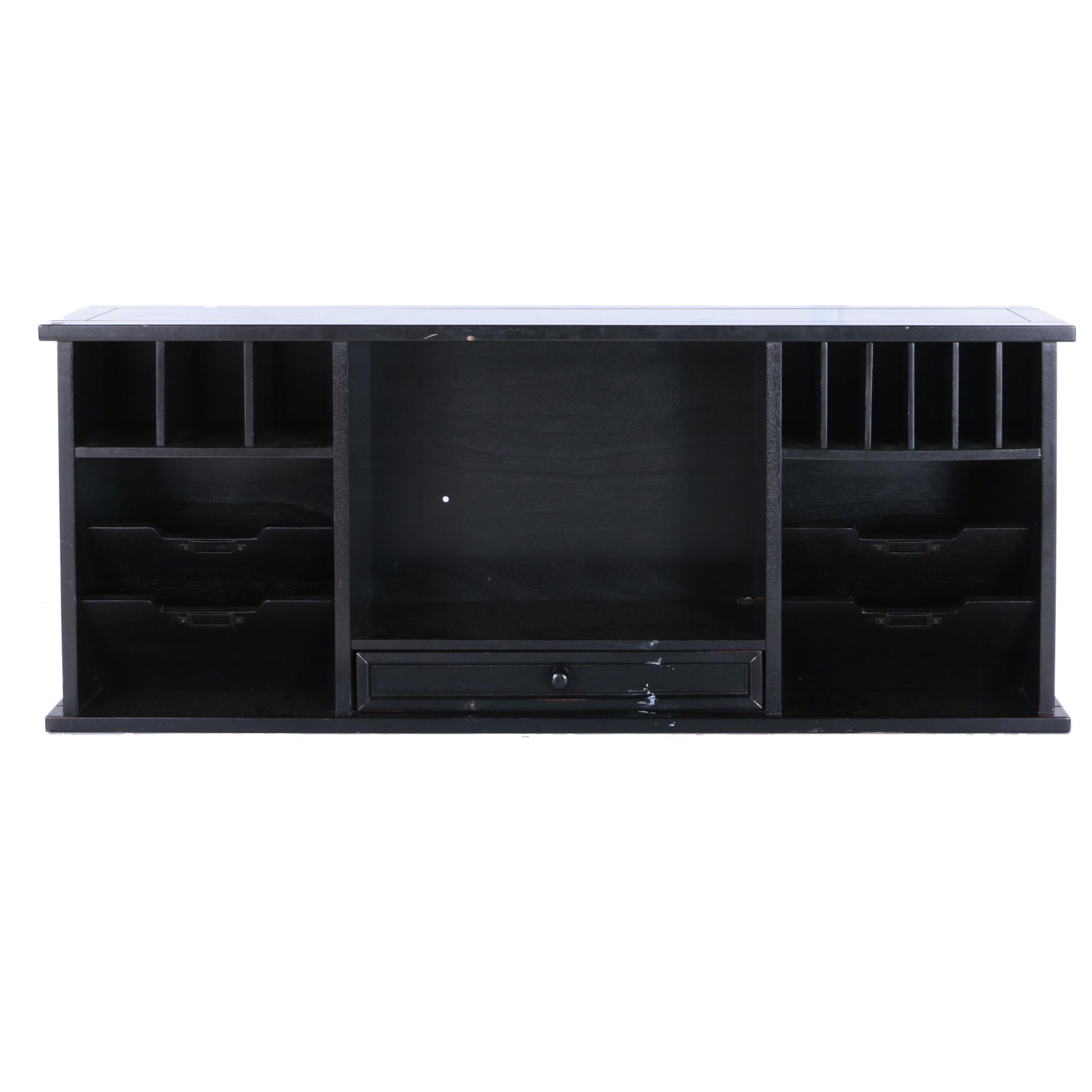 Black Wooden Desk Hutch Organizer