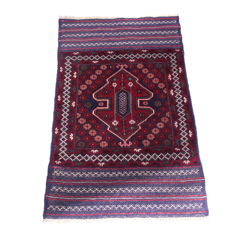 Hand-Knotted Afghani Baluch Accent Rug