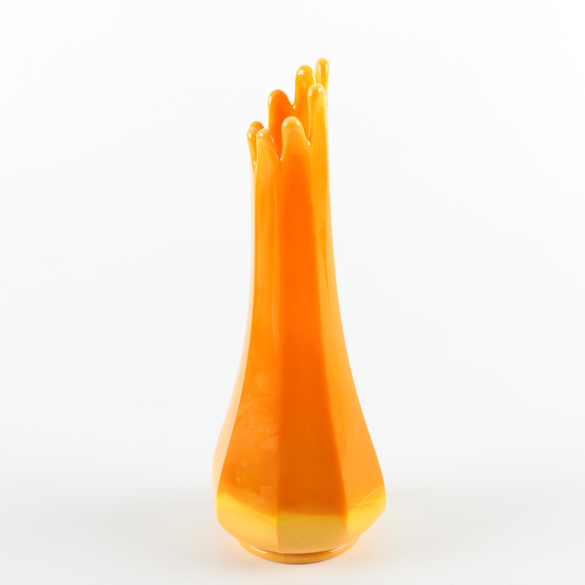 L. E. Smith Slag Swung Glass Vase