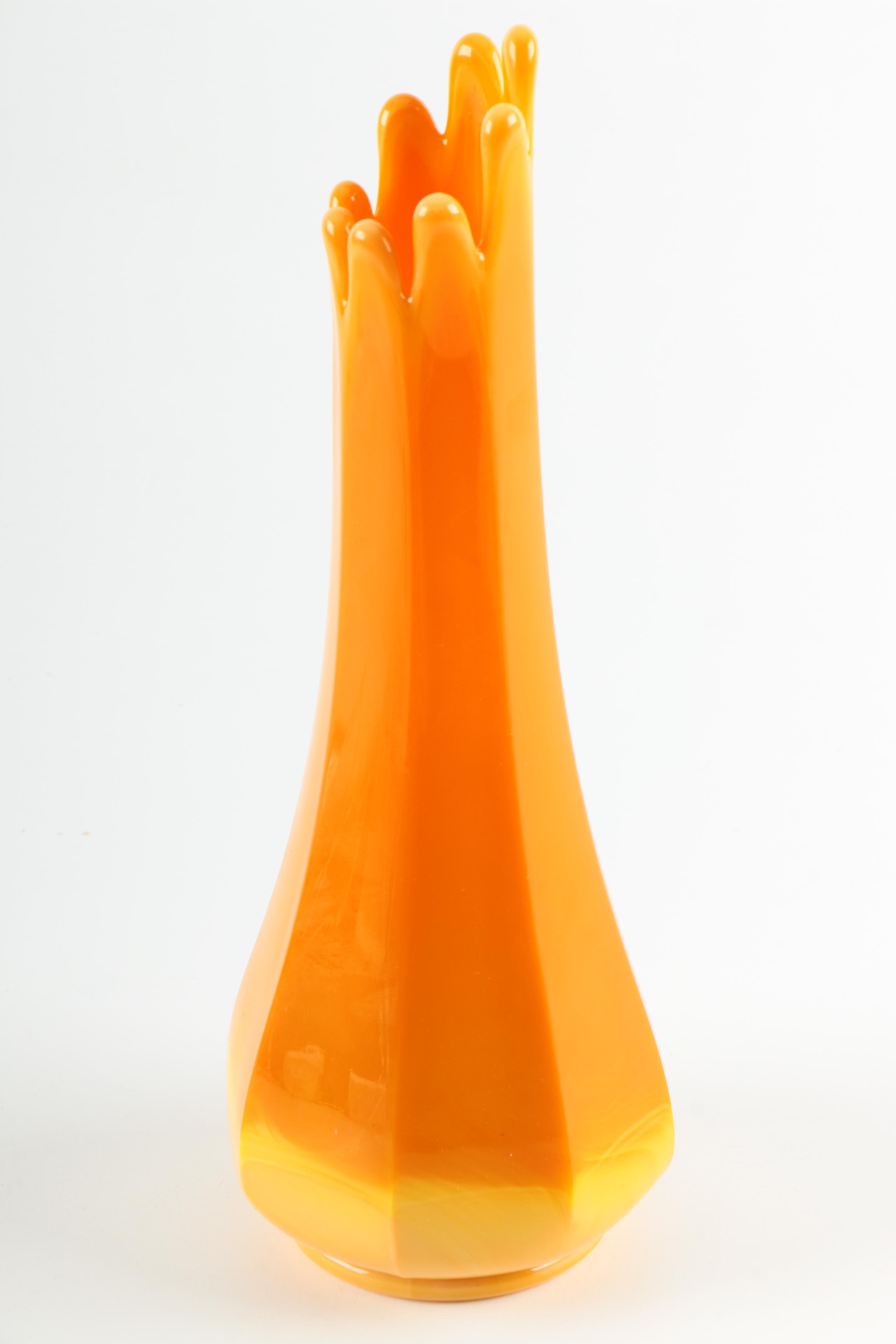 L. E. Smith Slag Swung Glass Vase