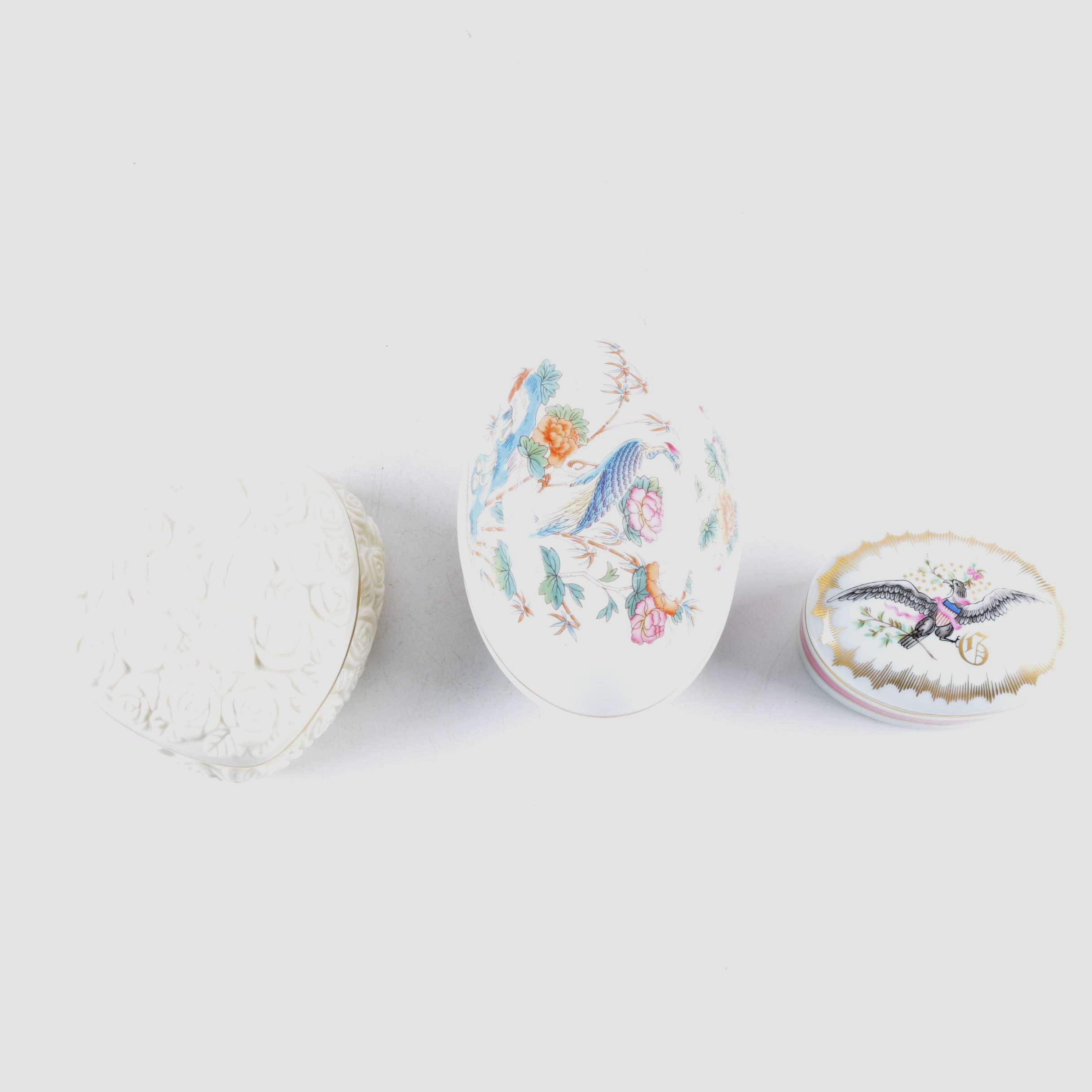 Three Porcelain Trinket Boxes Including Wedgwood