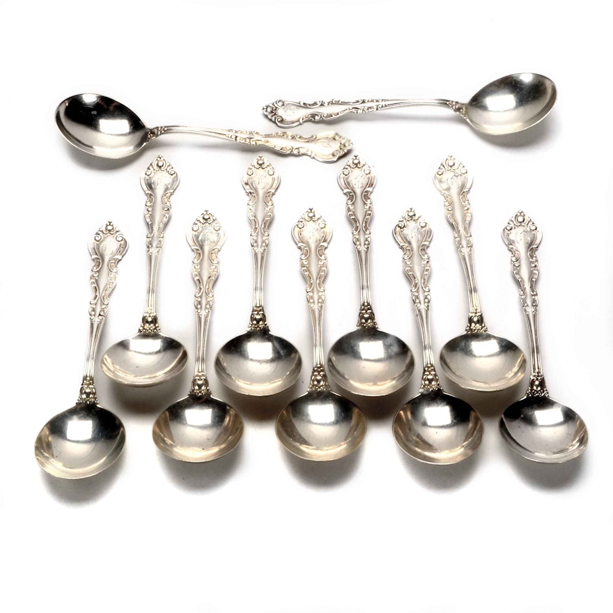 Sterling Silver "Warwick" Round Bowl Soup Spoons by International Silver