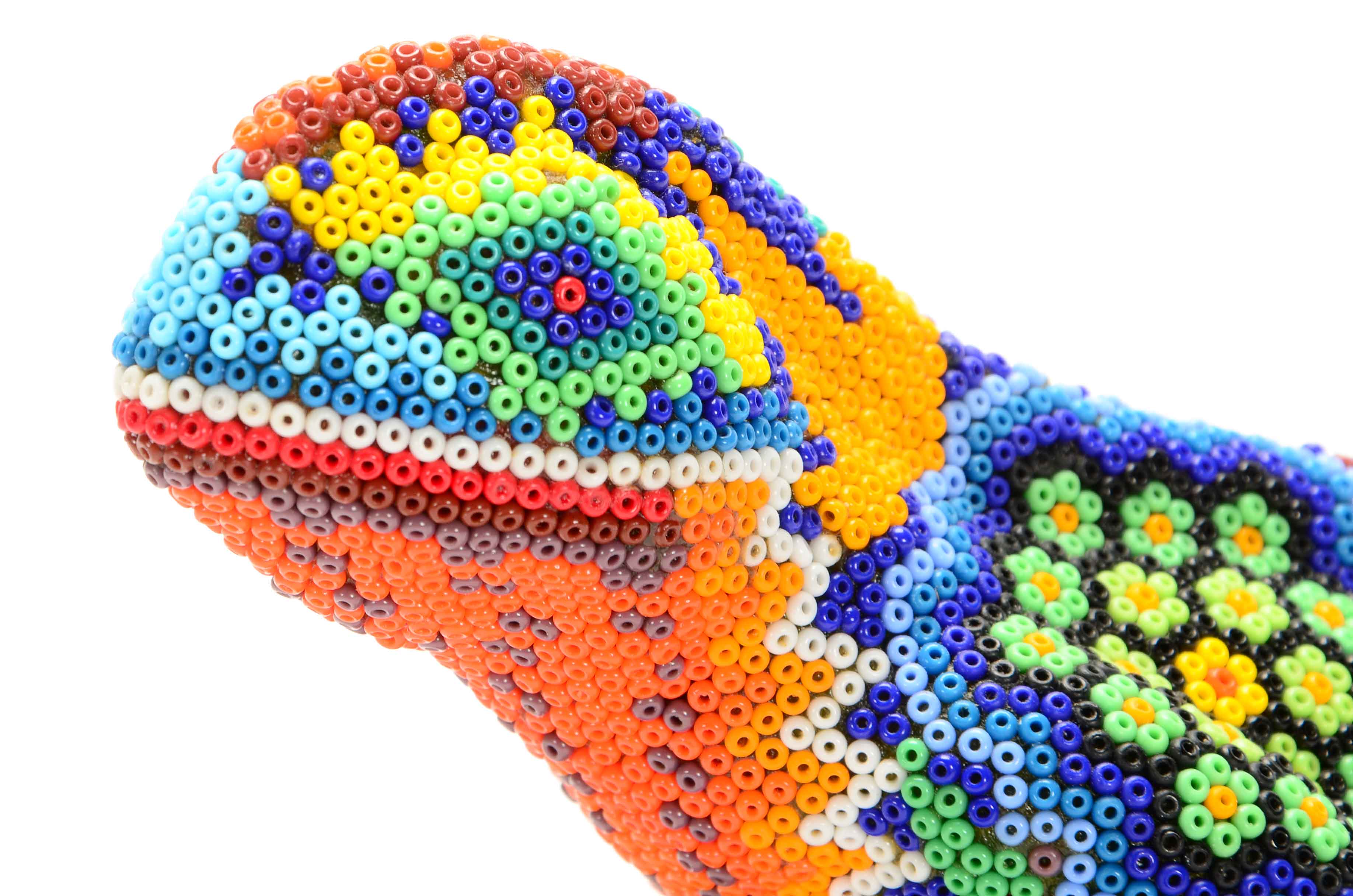 Handcrafted Huichol Indian Beaded Lizard Sculpture