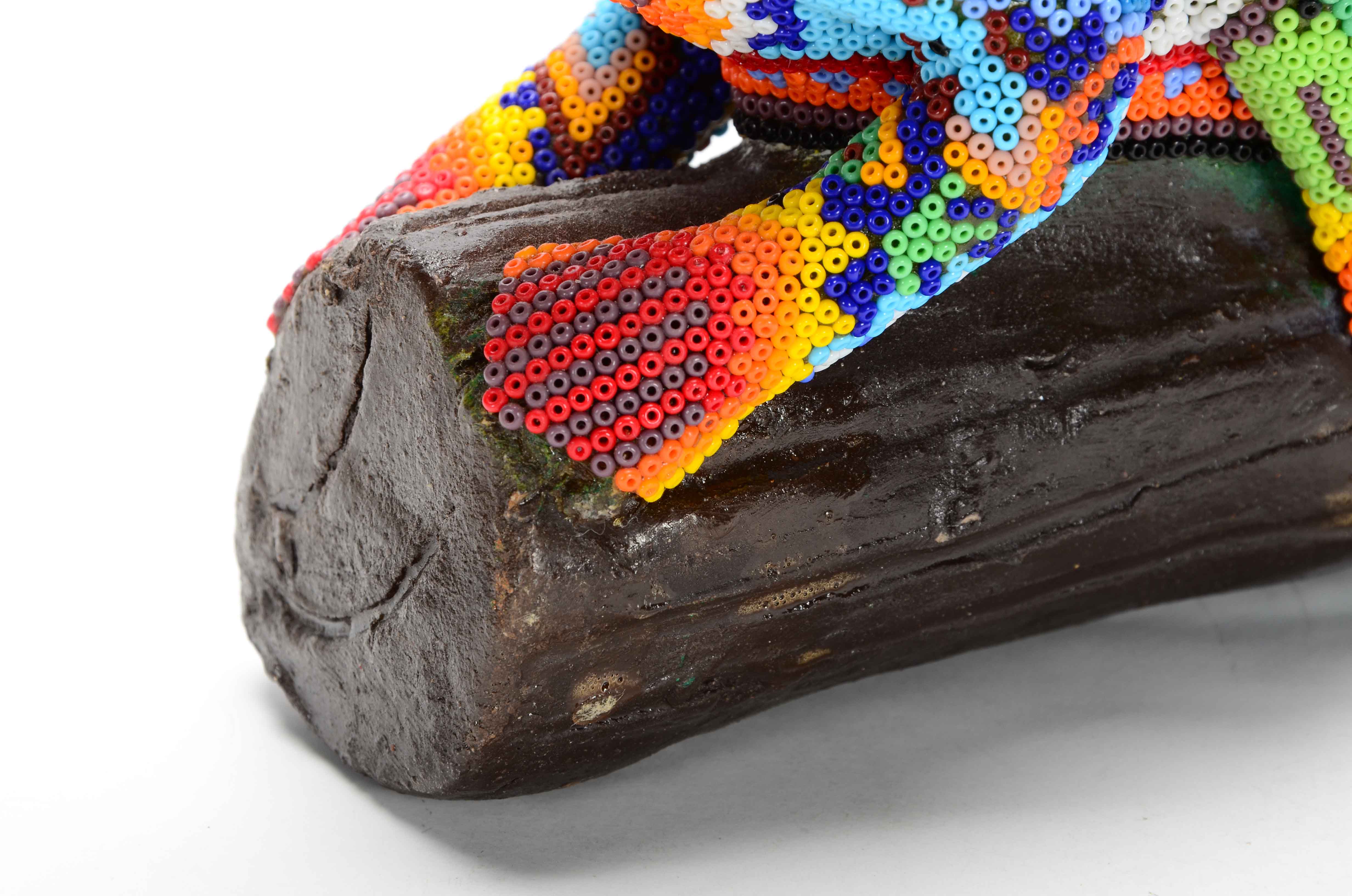 Handcrafted Huichol Indian Beaded Lizard Sculpture