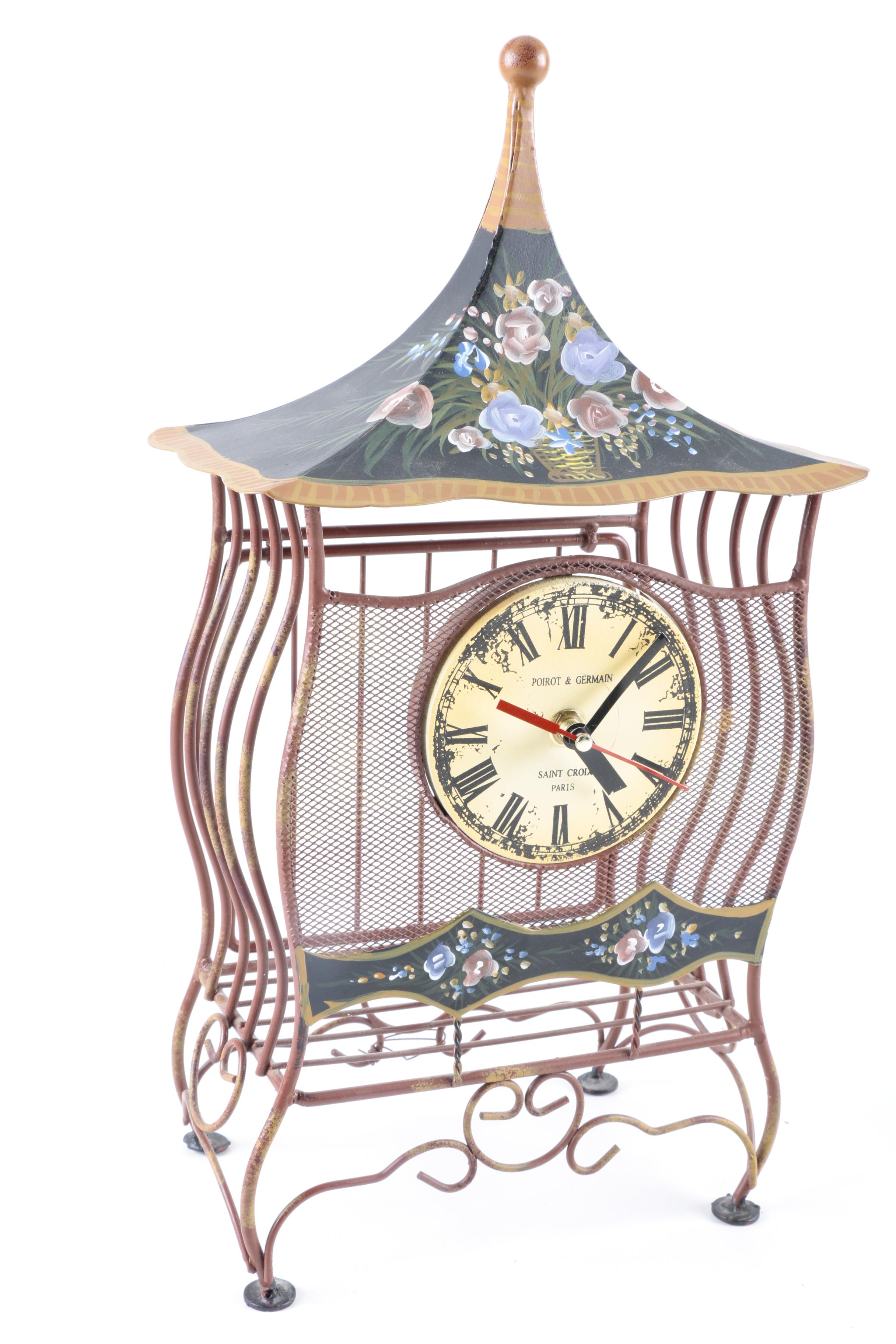 Poirot & Germain Tole Birdcage Clock