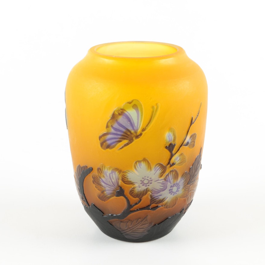 Reproduction Gallé Art Glass Vase