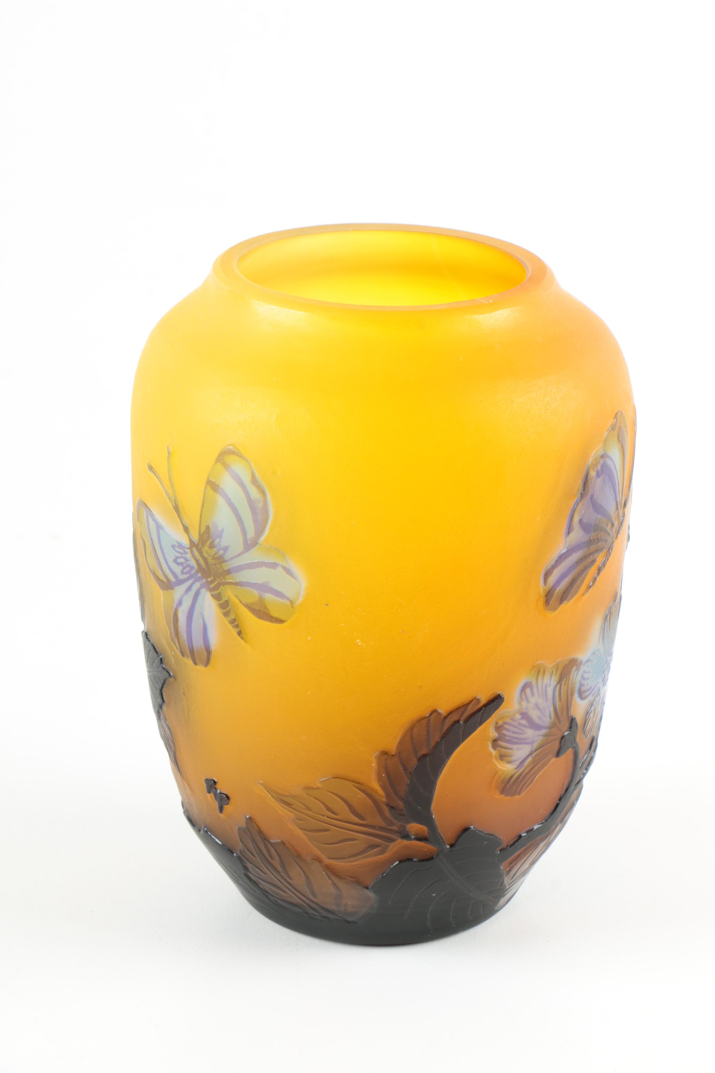 Reproduction Gallé Art Glass Vase