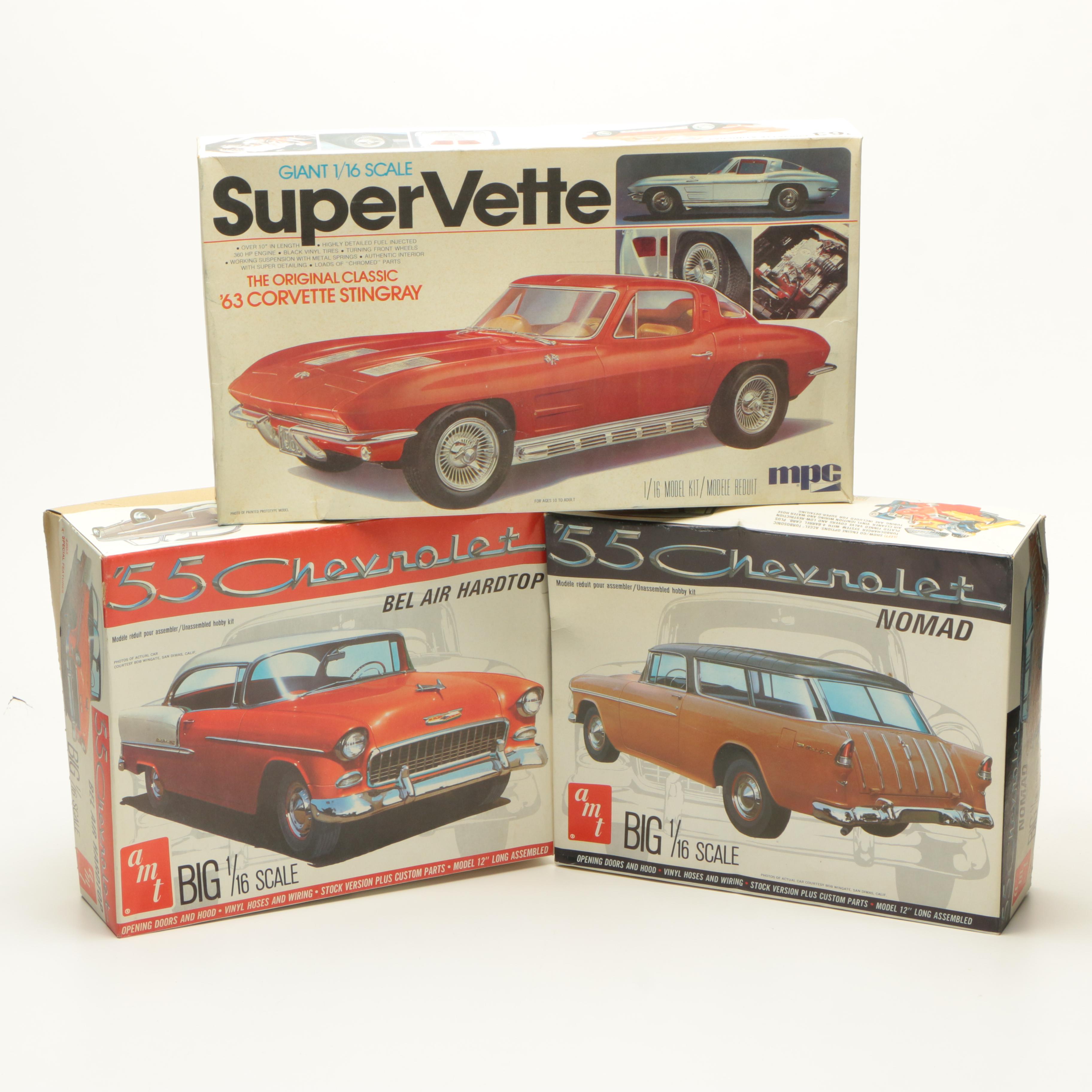 Three Vintage Chevy Die-Cast Car Models