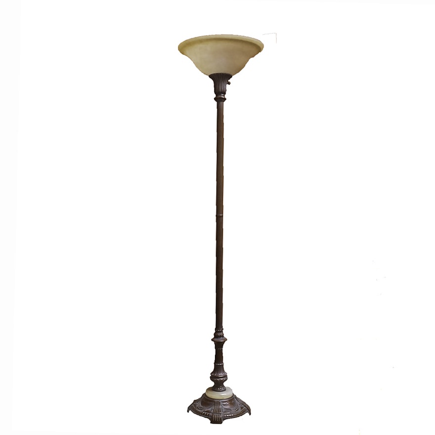 Floor Lamp with Upturned Glass Shade