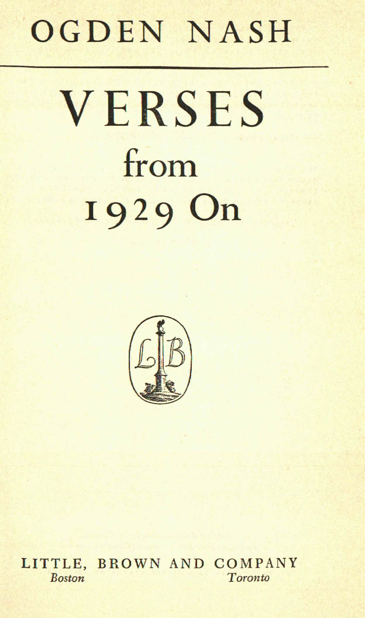 1959 First Edition "Verses from 1929 On" by Ogden Nash