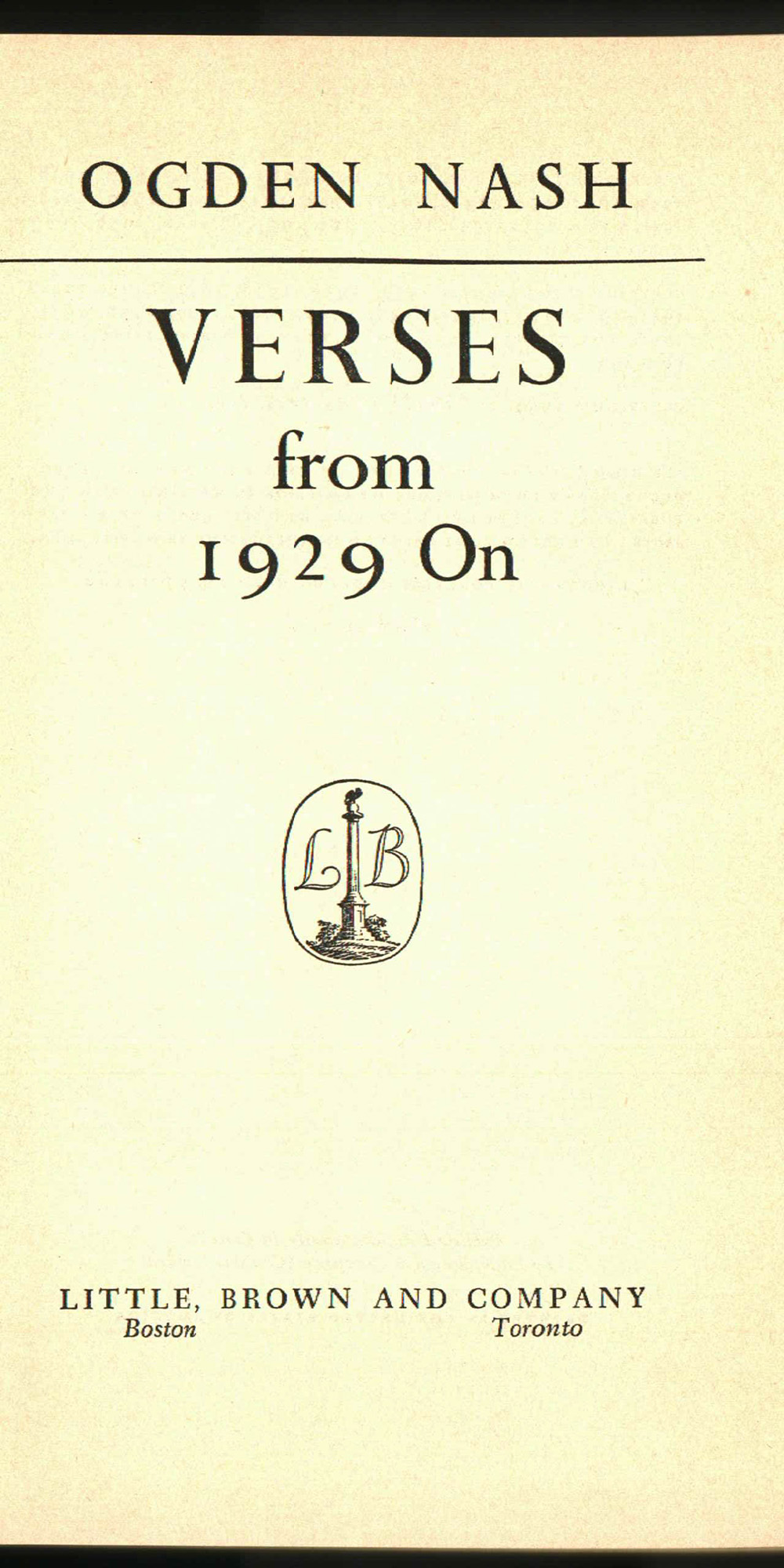 1959 First Edition "Verses from 1929 On" by Ogden Nash