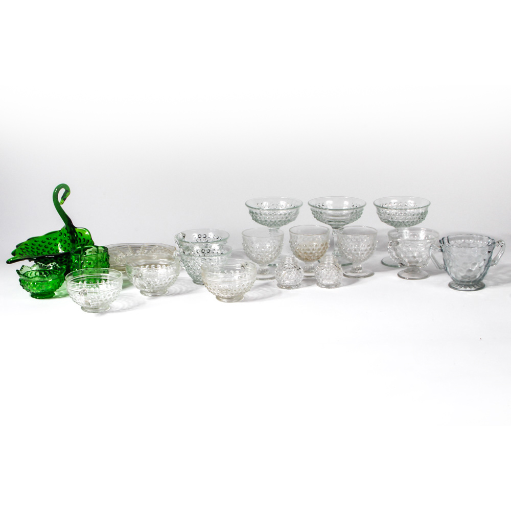 Assortment of Pressed Glass Featuring Fenton