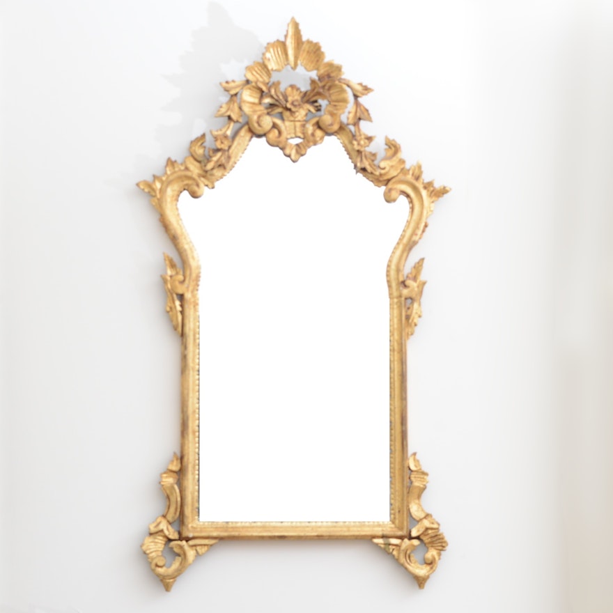 Vintage Gold Tone Wood Framed Wall Mirror