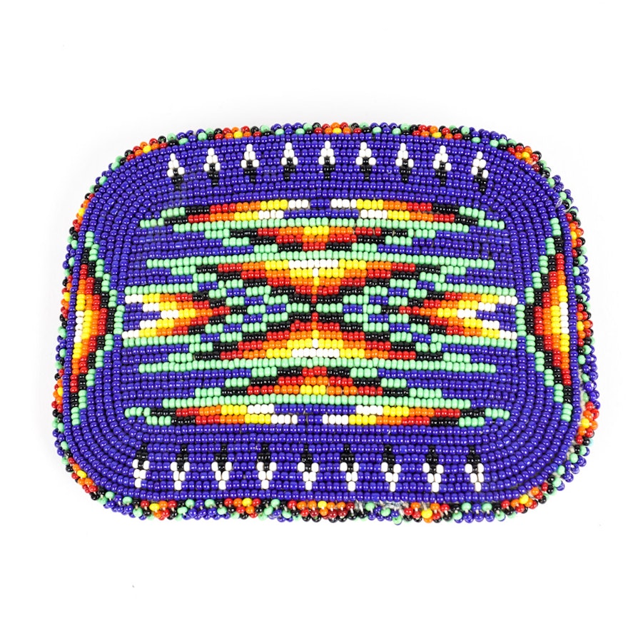 Native American Style Vintage Beaded Belt Buckle