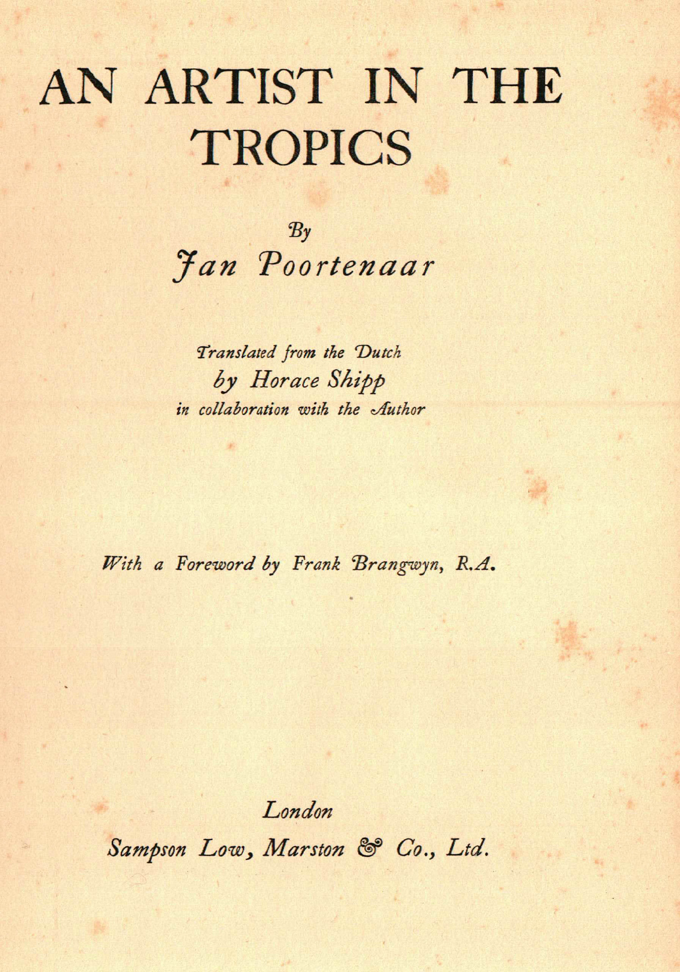 1927 "An Artist In The Tropics" by Jan Poortenaar
