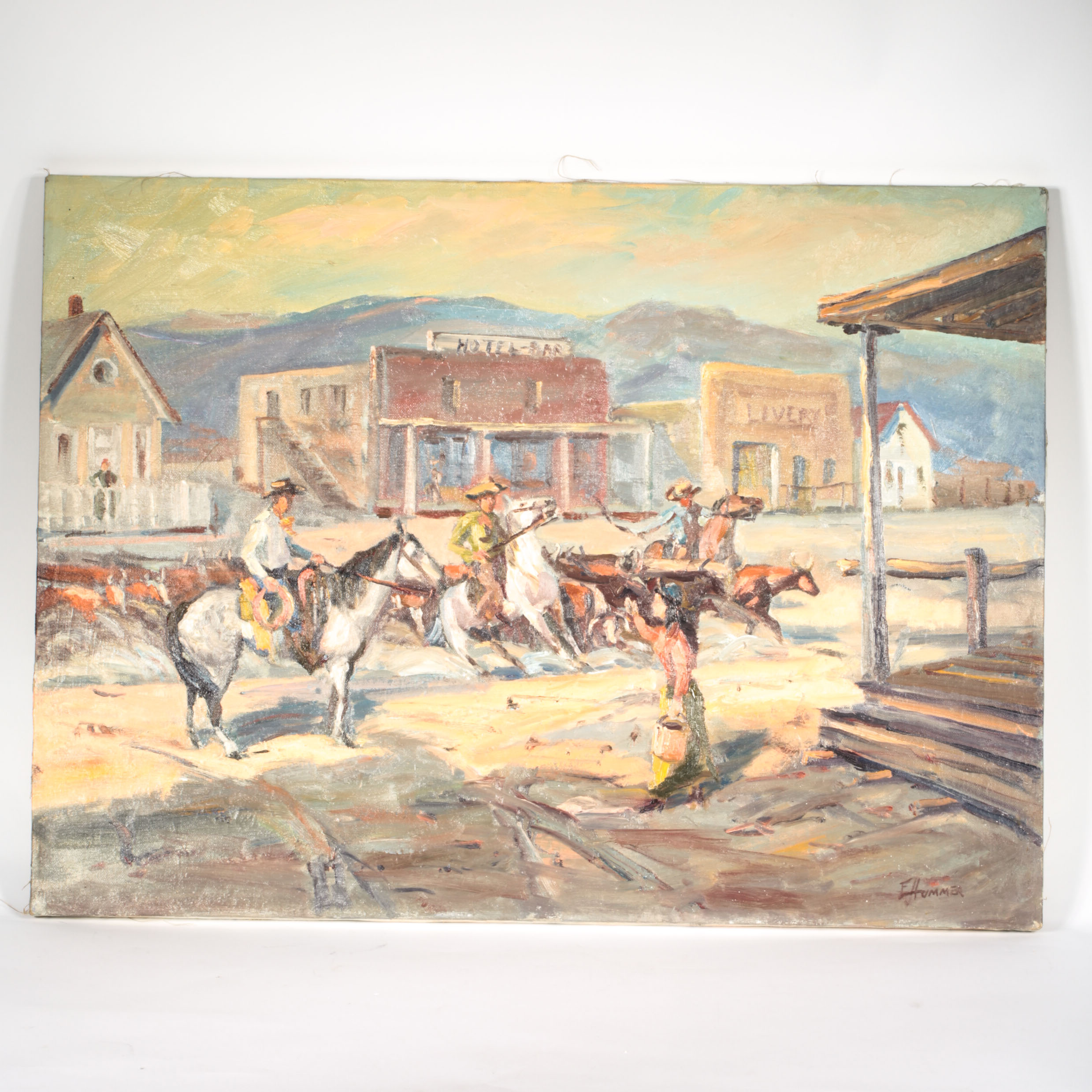 Ed J. Hummer Original Oil Painting on Canvas "The Distraction"