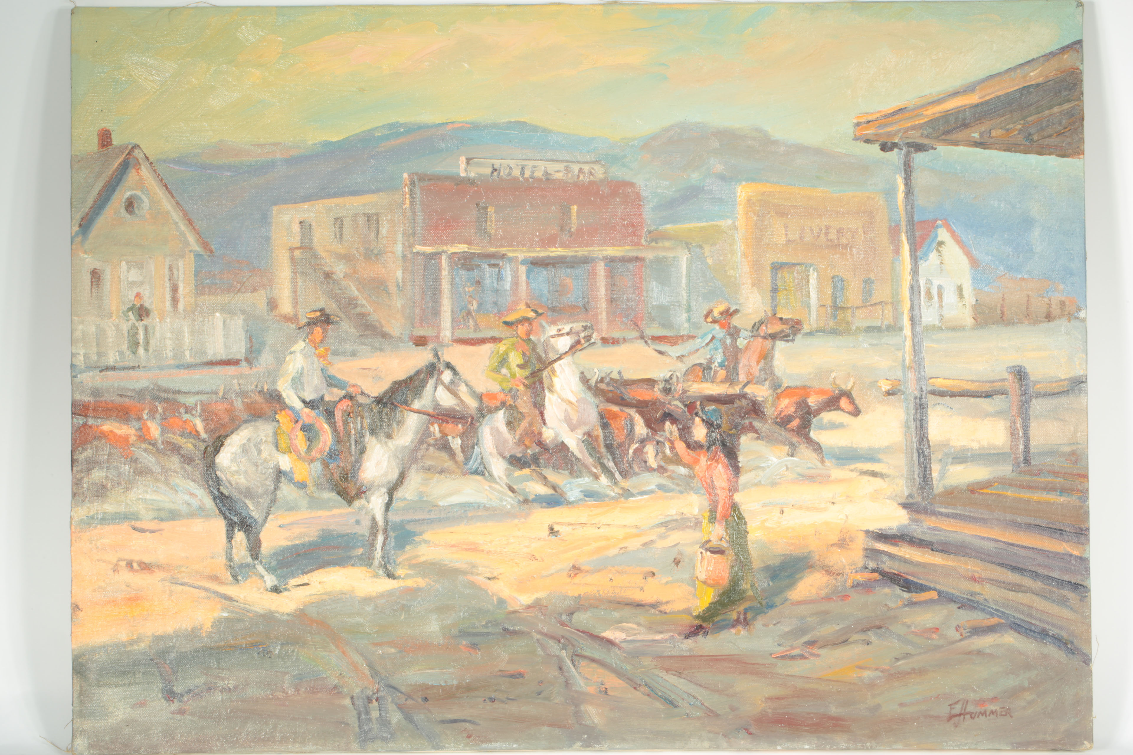 Ed J. Hummer Original Oil Painting on Canvas "The Distraction"