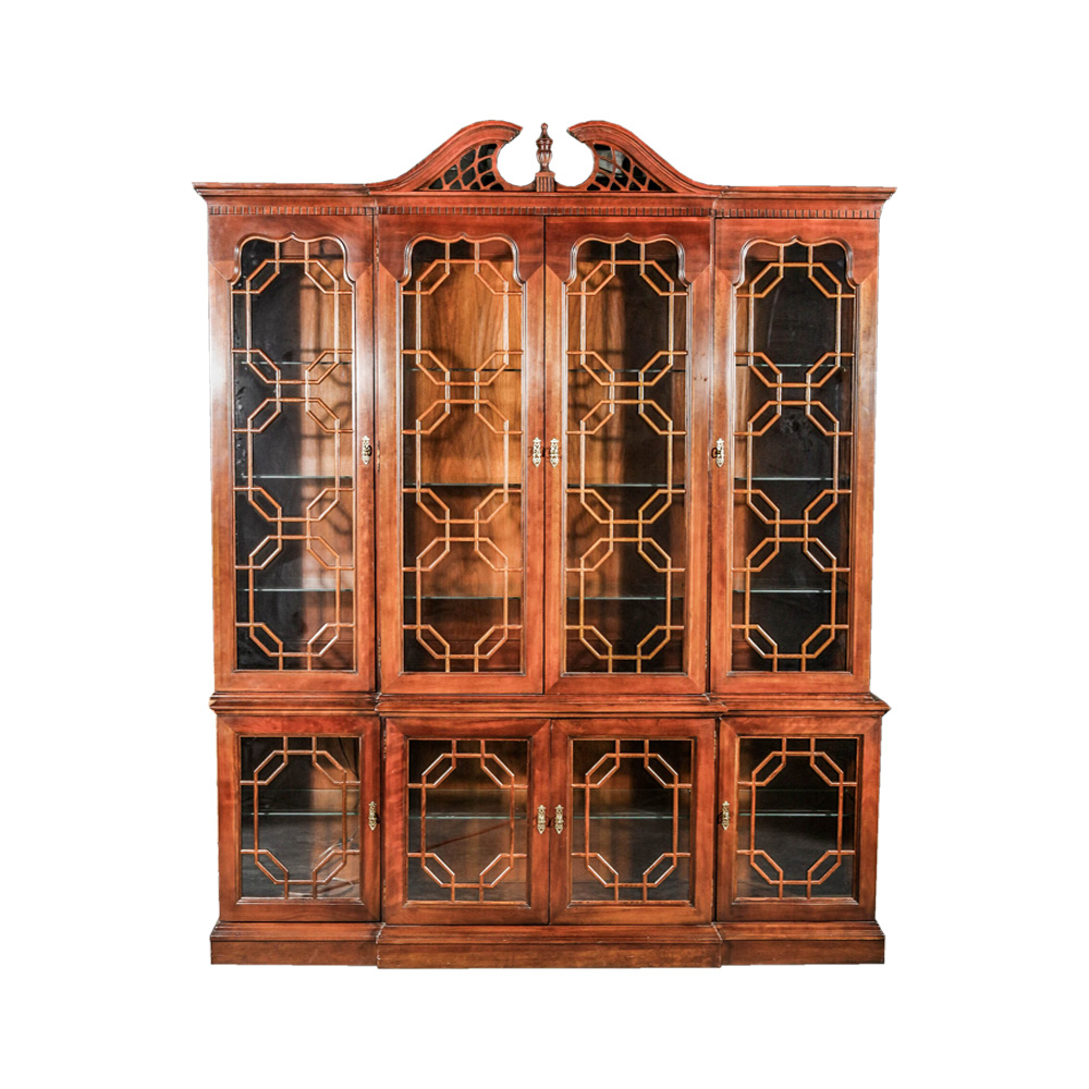 Vintage Chippendale Style Two Unit China Cabinet