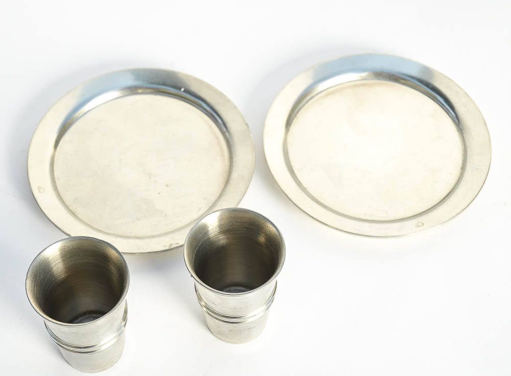 Pair of Les Etains Manoir Titre Legal Pewter Pieces