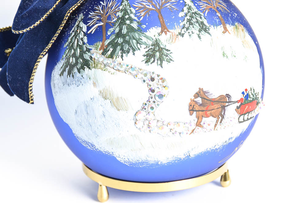 Natalie Sarabella Christmas Ornament with Winter Sleigh Ride Scene