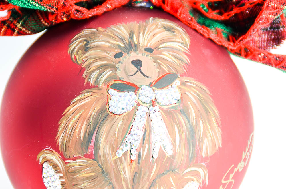 Natalie Sarabella Christmas Ornament with Teddy Bear Design